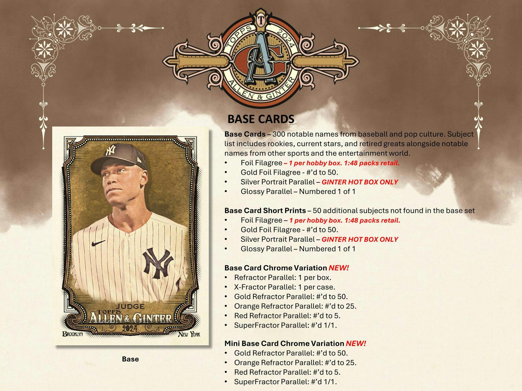 2024 Topps Allen & Ginter Baseball Cards Hobby Pack - Collectible Trading Cards for Baseball Fans & Card Collectors | Perfect for Sports Memorabilia Collections & Trading Card Games