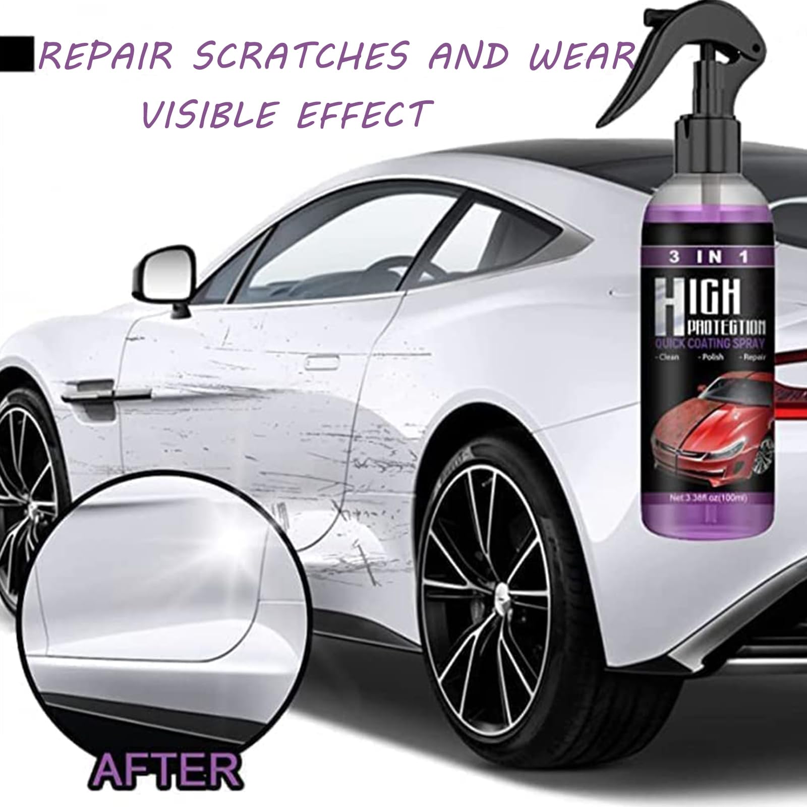 Marvulur 3-in-1 Car Nano Ceramic Coating Spray - High Protection Quick Car Cleaner & Wax for Long-Lasting Shine | Perfect for Detailing, Car Wash & Paint Protection