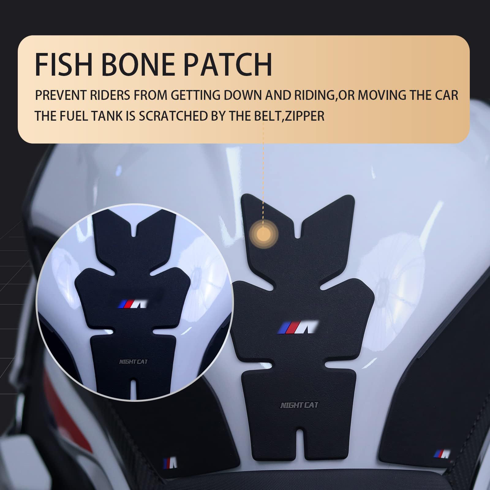 NIGHT CAT Motorcycle Tank Pad - Compatible with 2019+ BMW S1000R & S1000RR - Non-Slip Fuel Tank Protector with Decorative Design - Perfect for Road Trips & Daily Commuting