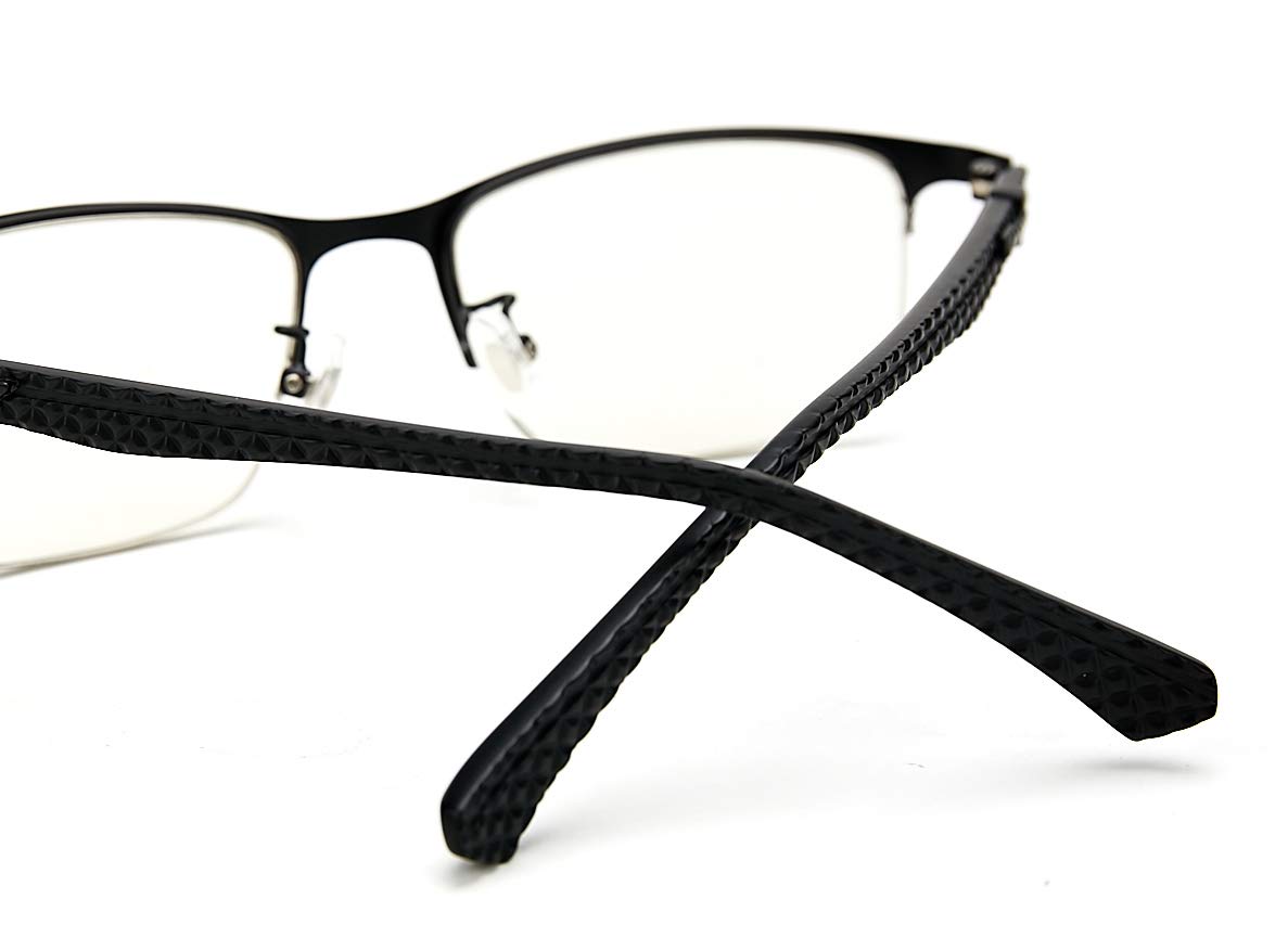 Progressive Multifocal Computer Reading Glasses - Blue Light Blocking Half Frame Eyeglasses for Men - Perfect for Office Work, Gaming & Digital Screen Use