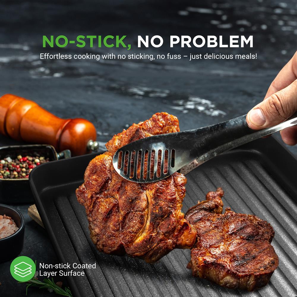 Premium Hard Anodized Nonstick Grill & Griddle Pan - Professional Grade Cookware for BBQ, Steak, Pancakes & More - Perfect for Indoor/Outdoor Cooking, Camping & Backyard Parties