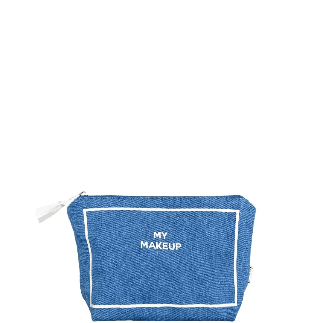 Waterproof Denim Makeup Pouch with Coated Lining - Perfect for Travel, Gym & Everyday Essentials Organization