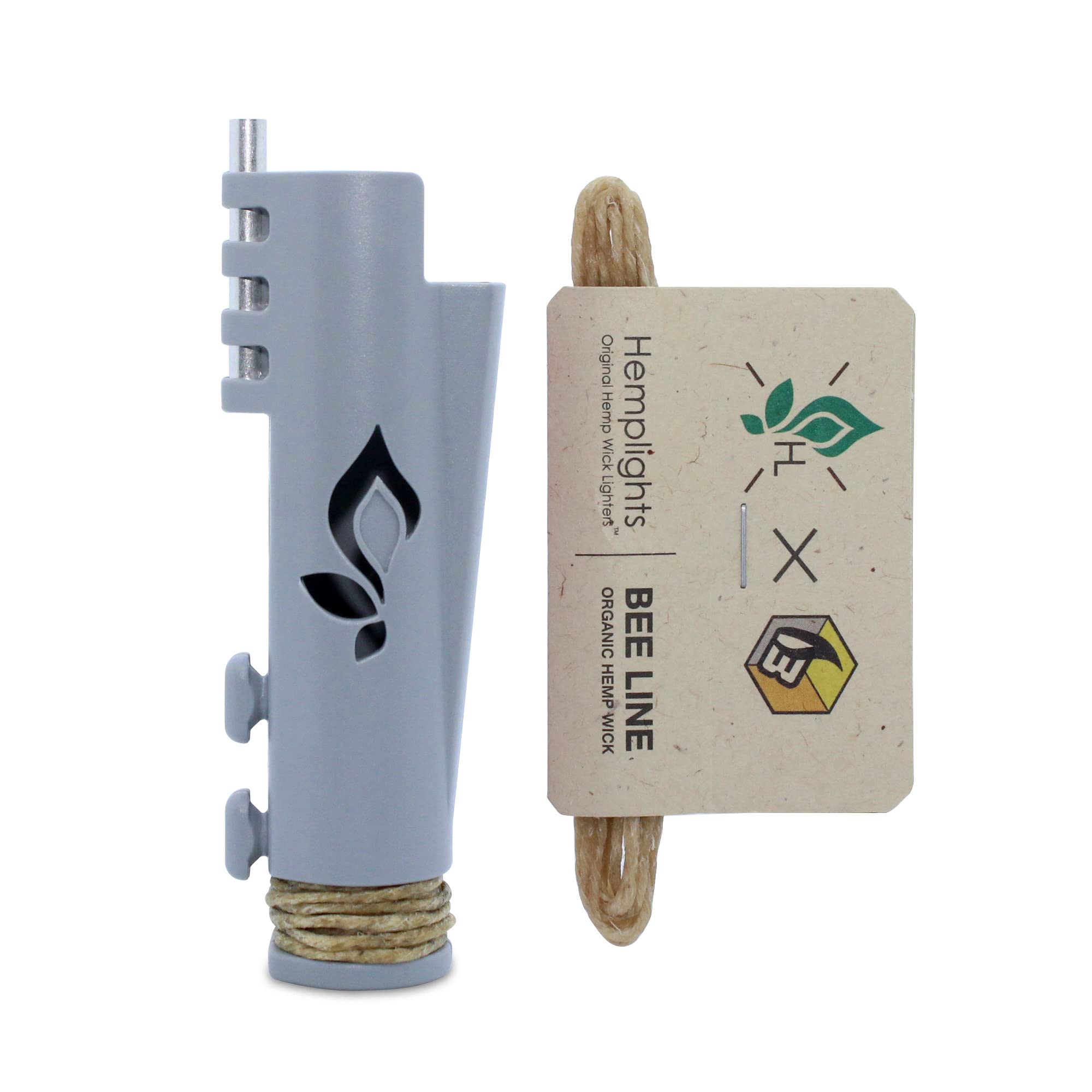 Organic Hemp Wick Lighter Rolly + 5 FT Natural Beeline Hemp Wick (Grey) - Eco-Friendly Alternative to Butane Lighters for Smoking, Candles & Camping