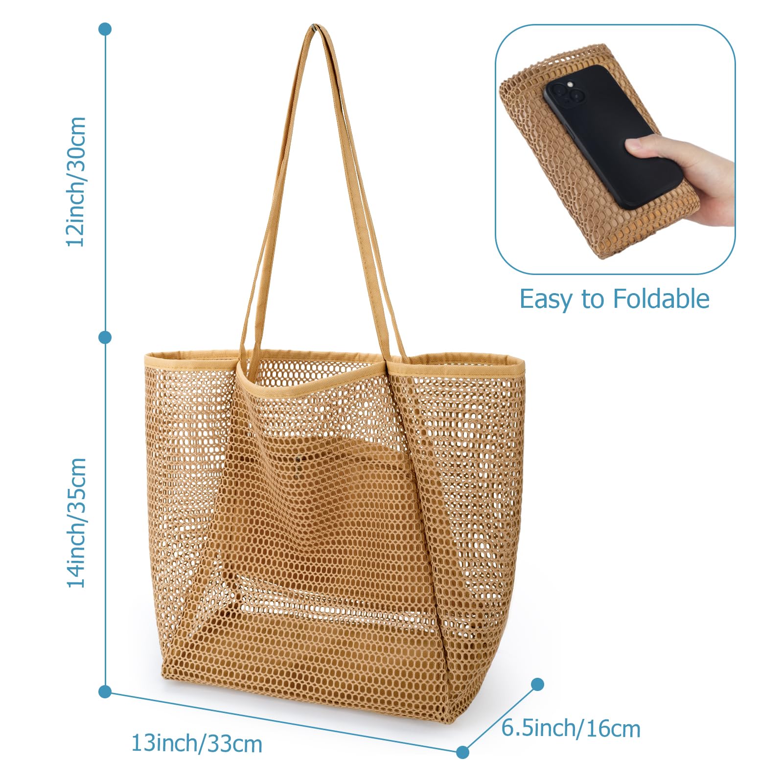 iioscre Mesh Beach Tote Bag for Women - Large Waterproof Casual Hobo Bag for Pool, Beach & Travel | Perfect for Swimming, Vacation Essentials & Summer Outings