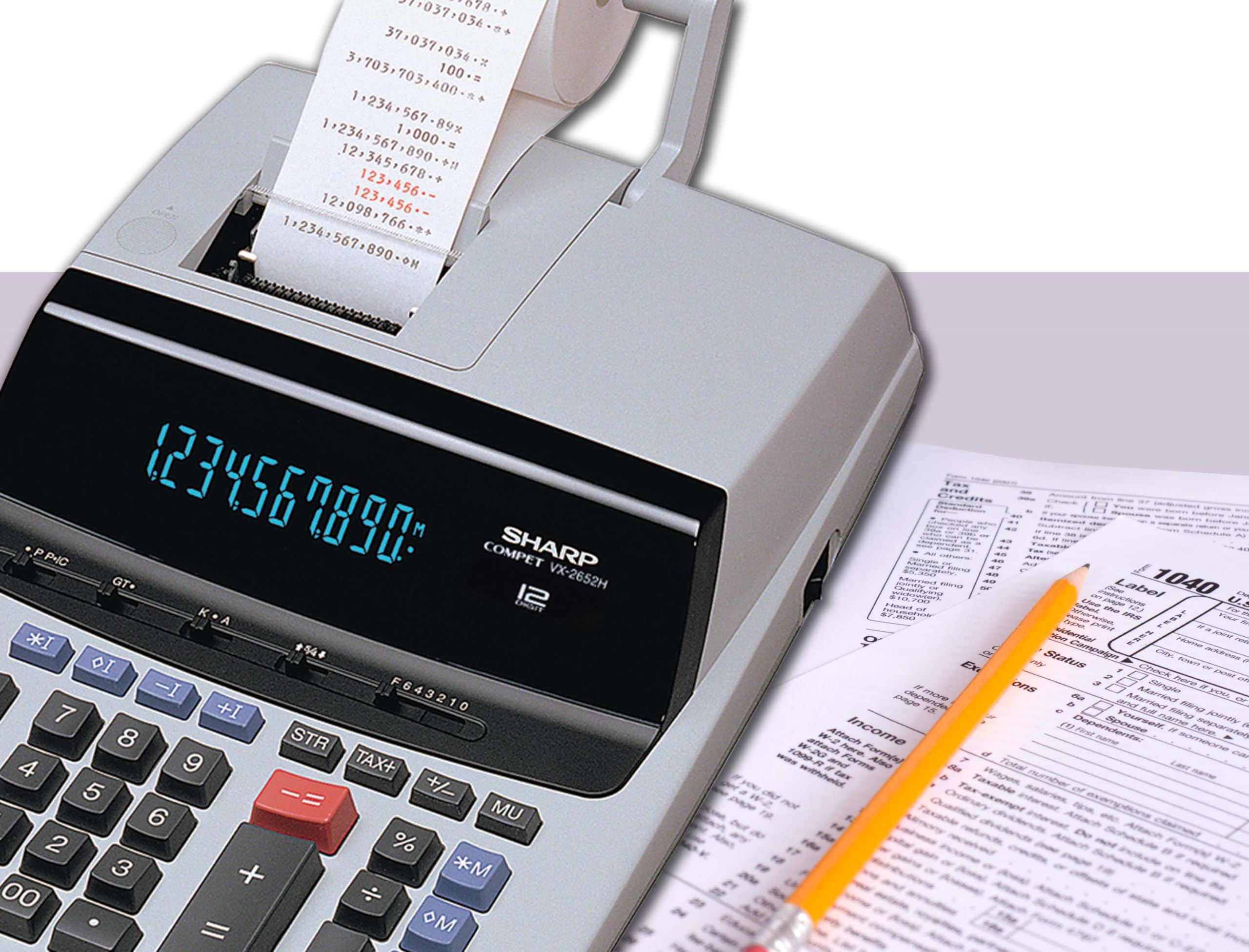 Sharp VX-2652H 12-Digit Desktop Printing Calculator with Large Display & Two-Color Printed Tape - Ideal for Office, Accounting, Bookkeeping, and Financial Calculations | Perfect for Small Business, Home Office, and School Use