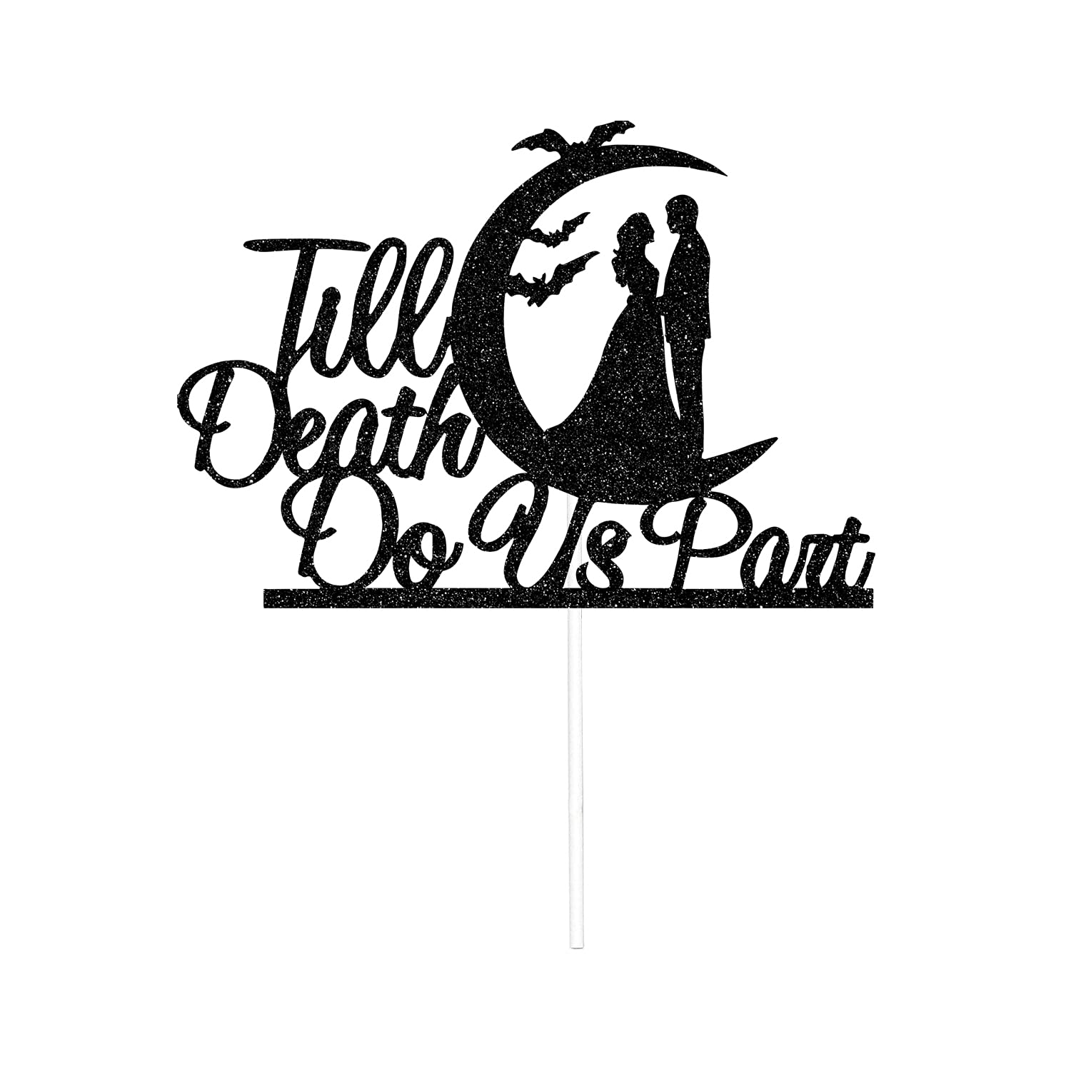 Halloween 'Till Death Do Us Part' Cake Topper - Spooky Wedding & Bachelorette Party Decoration - Funny Black Cake Decor for Halloween Bridal Showers & Gothic Weddings - Perfect for Halloween Themed Celebrations & Dark Romance Events