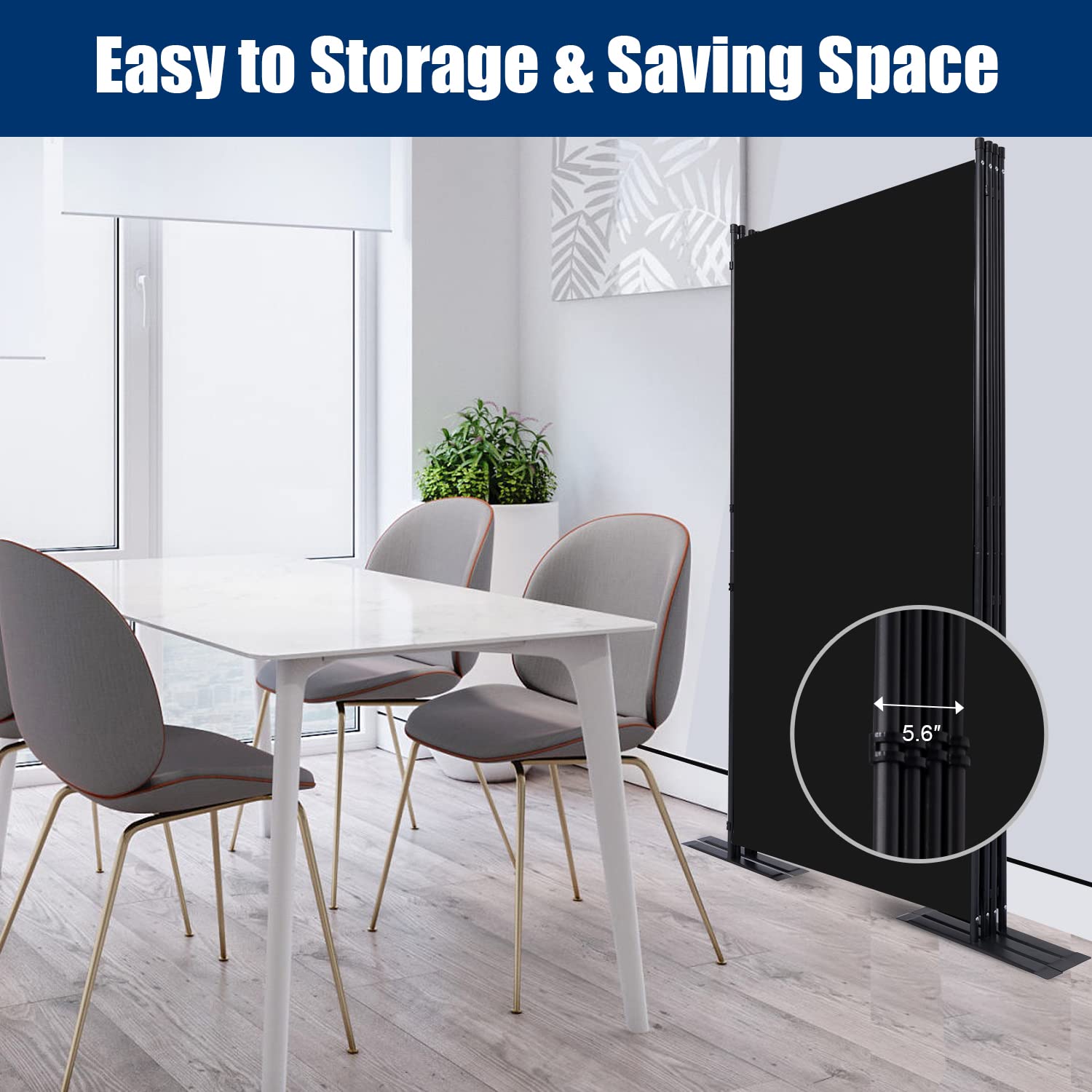 6FT Portable Room Divider & Folding Privacy Screen - 136
