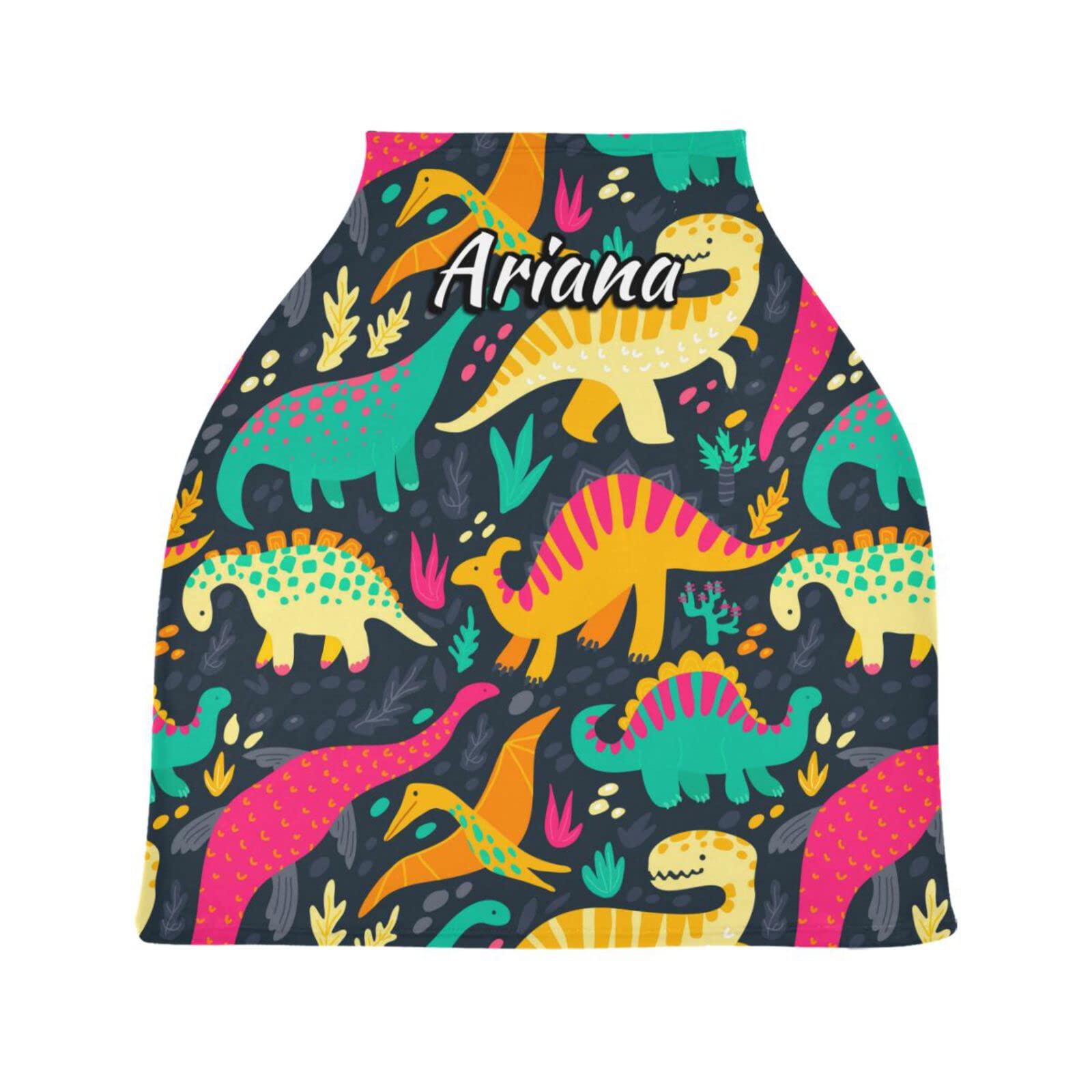 Custom Personalized Dinosaur Baby Car Seat Cover - Stretchy Infant Stroller Canopy for Boys & Girls - Multi-Use Nursing Cover & Sunshade - Perfect for Travel, Shopping & Outdoor Adventures