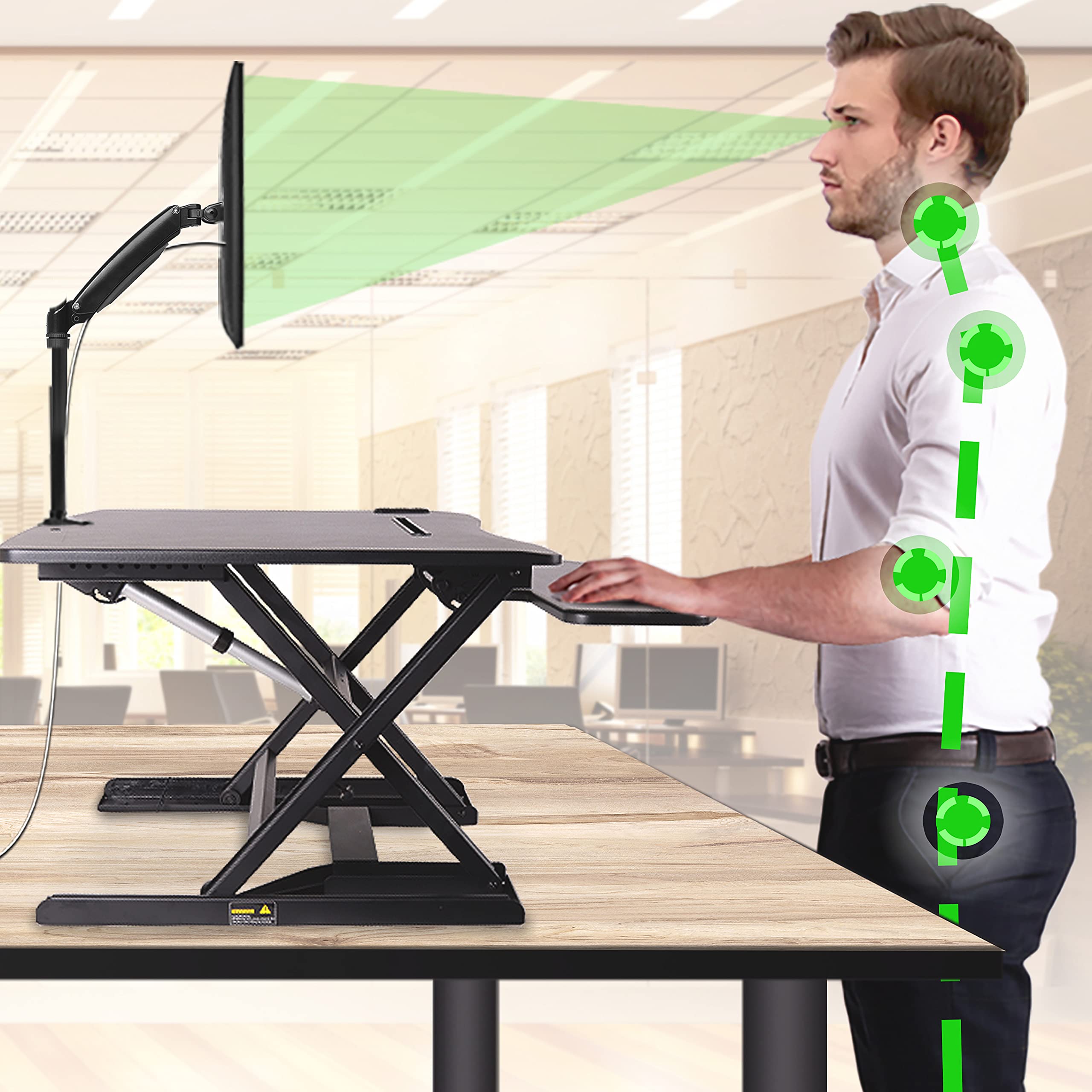 Electric Height Adjustable Standing Desk DM05D9 | 31.5x24.4 Inch Ergonomic Workstation with 13.5-44cm Lift Range | Computer Riser for Home Office, Gaming Setup & Remote Work | PC Monitor Stand, Laptop & Keyboard Platform