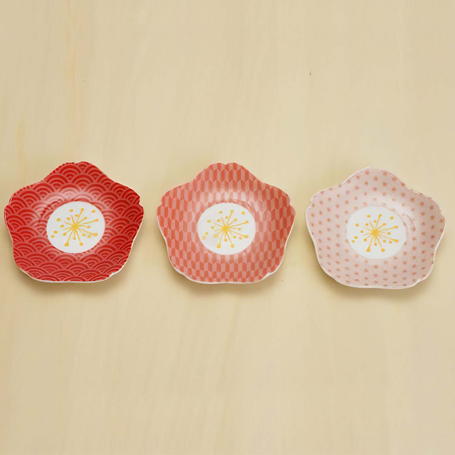 Harekutani Porcelain Sakura Plate Set - 3 Piece Japanese Cherry Blossom Dinner Plates for Home, Restaurant & Special Occasions