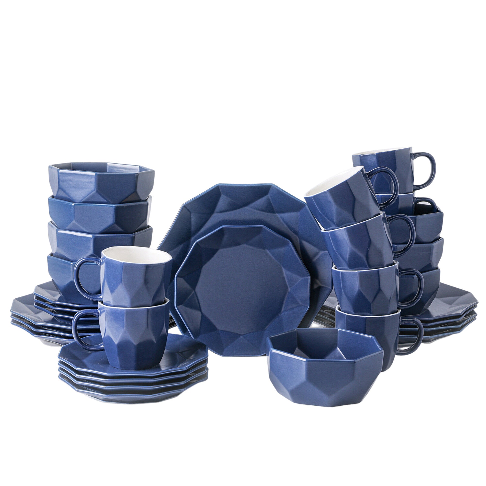 Premium Jamie Porcelain Dinnerware Set - Elegant Blue 16-Piece Dinnerware for Formal Dining, Entertaining & Everyday Use