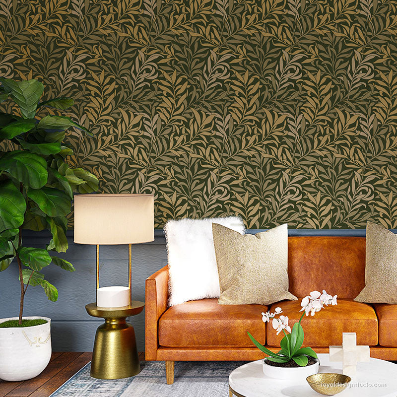 Thicket Leaves Wall Stencil - Reusable DIY Home Decor Stencils for Painting on Walls, Furniture & Crafts | Perfect for Bedroom, Nursery & Living Room Accent Walls