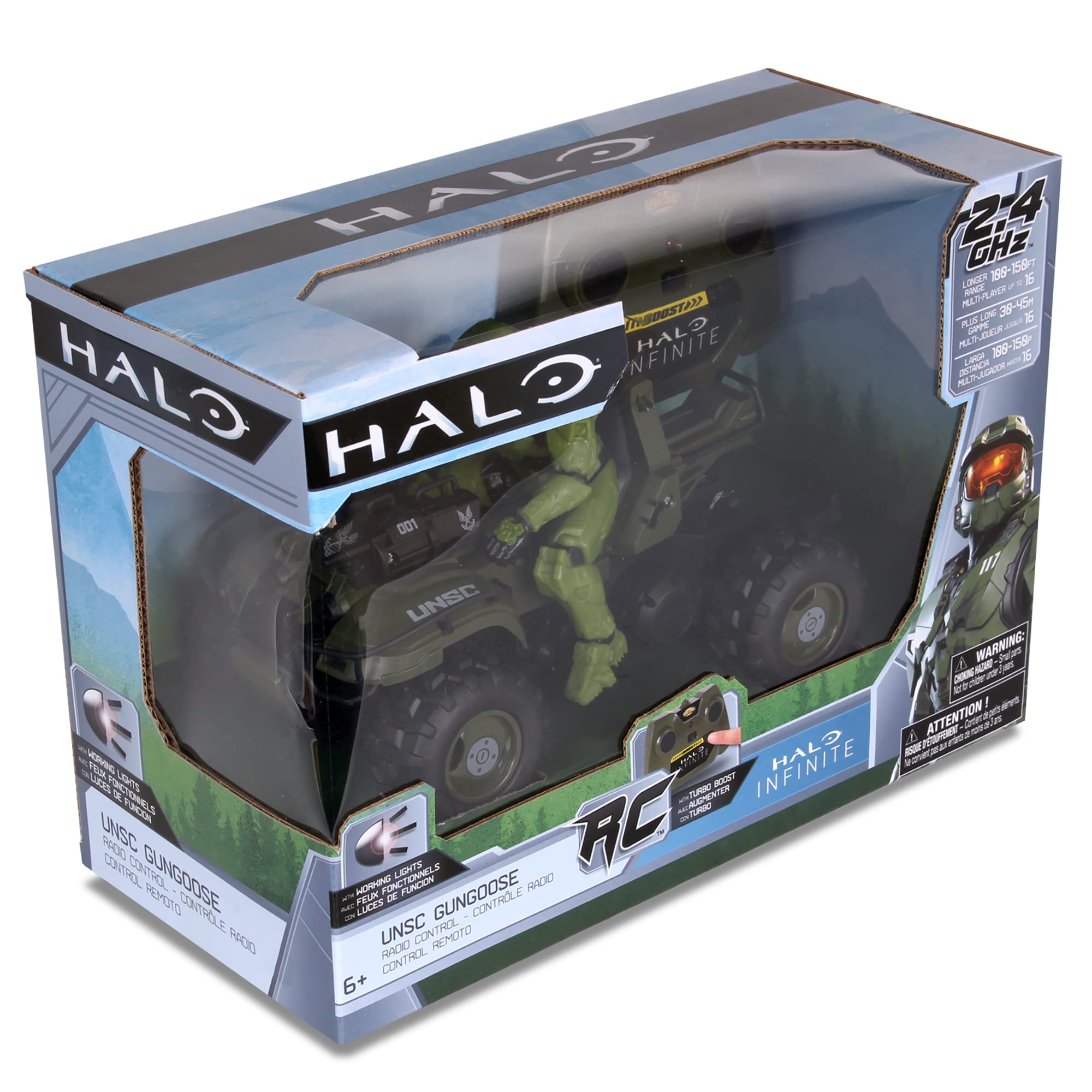 Halo Infinite Gungoose & Master Chief 2.4GHz RC Vehicle with Turbo Boost - Officially Licensed Radio Control Toy with Working Lights, Battery Powered for Kids Ages 6+ - Perfect for Action Play and Halo Fan Collectibles