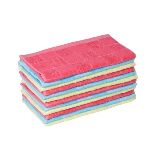 GRGRASP Luxury Spa Face Towel Pack of 6 - 10x10 Inch Terry Cotton Check Design for Skincare, Makeup Removal, and Gentle Exfoliation