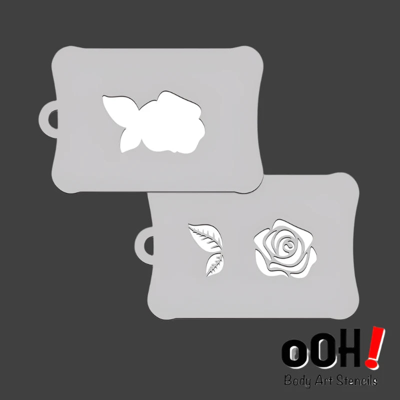 Ooh! Body Art Rose Tattoo & Face Paint Stencil Kit (T57) - Temporary Body Art for Halloween, Costume Parties & Festivals