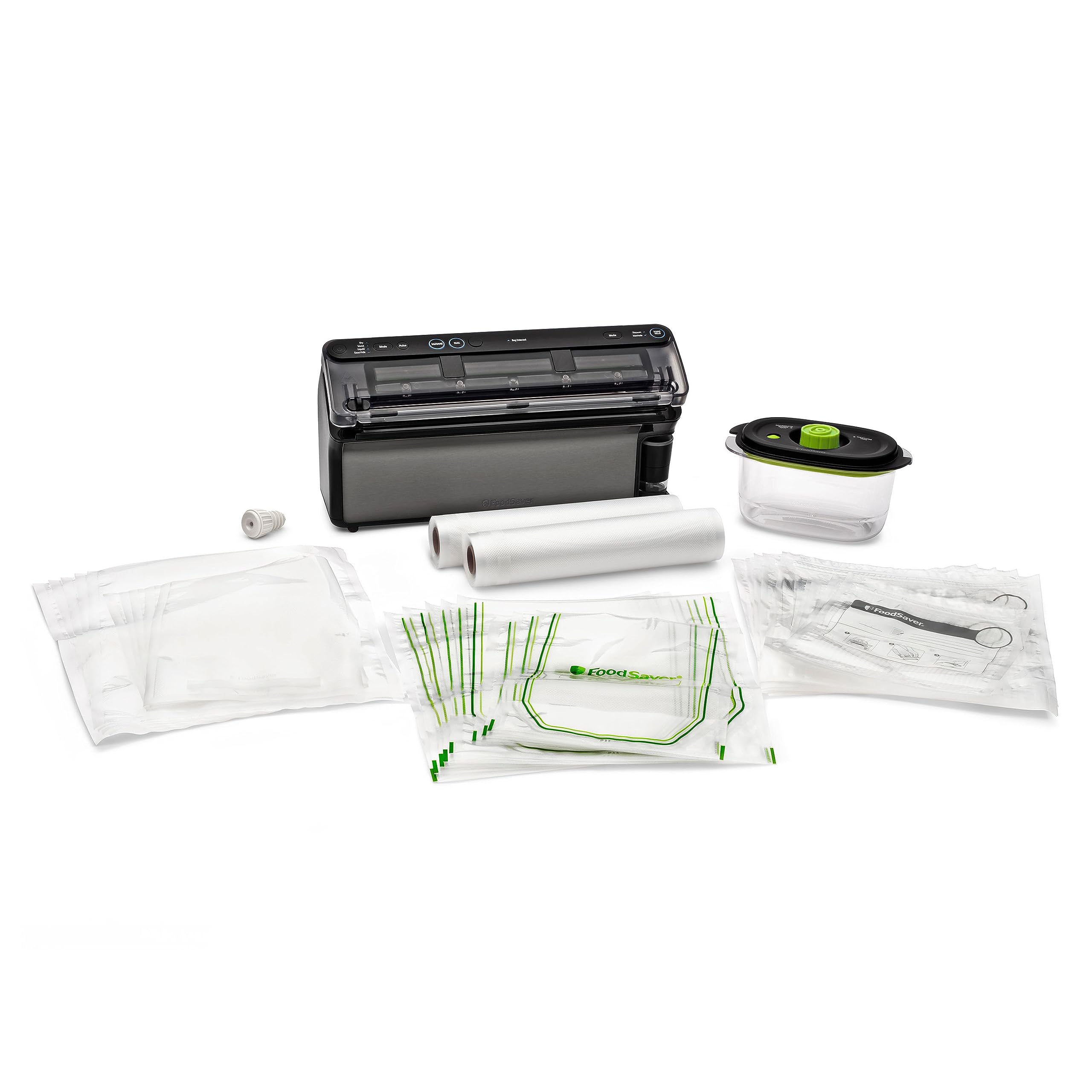 FoodSaver® Elite All-in-One Liquid+™ Vacuum Sealer Machine with Bags, Rolls & Accessories - Dark Stainless Steel | Perfect for Meal Prep, Sous Vide & Food Storage