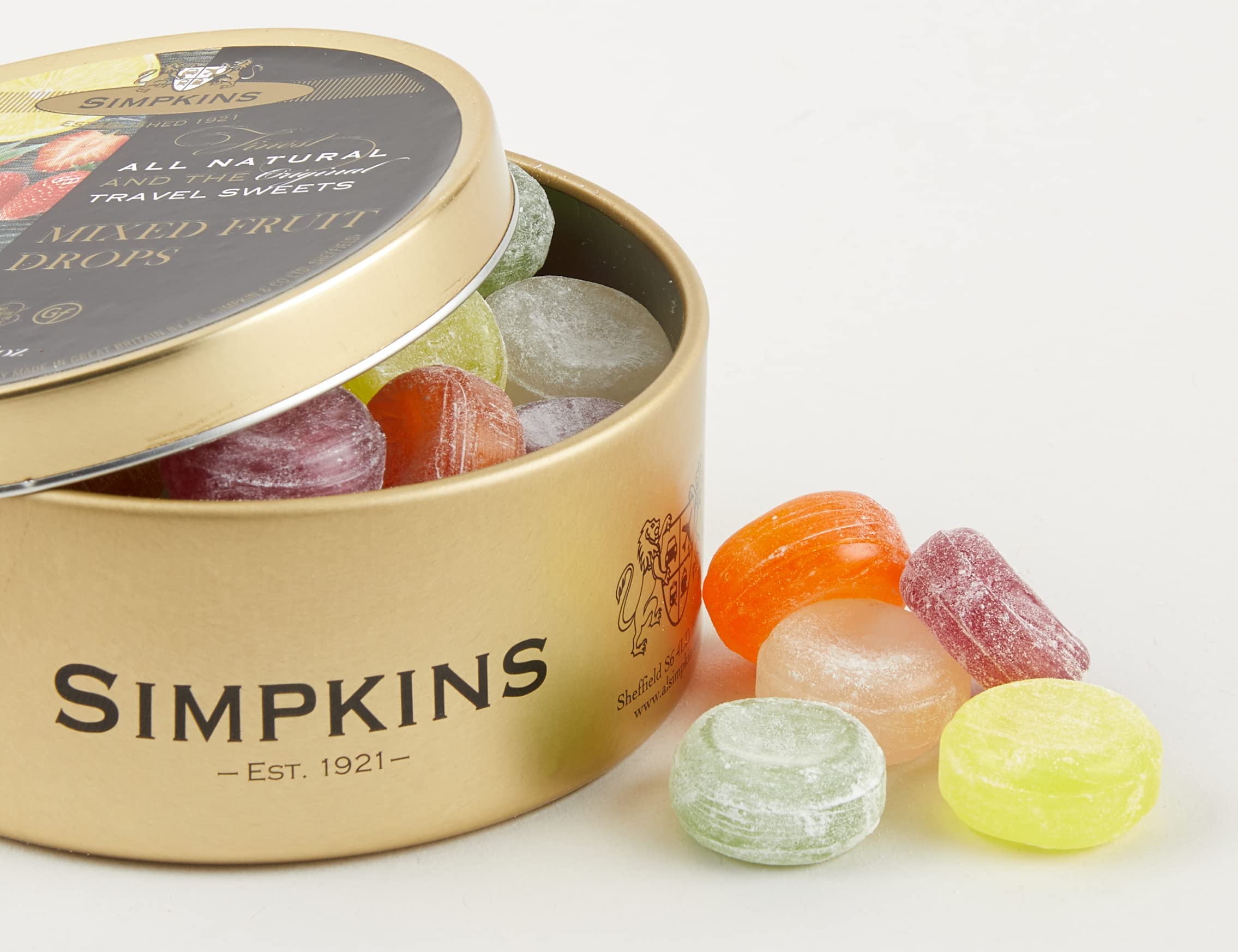 Simpkins Mixed Fruit Travel Sweets - 7 oz (200g) Tin, Pack of 6 | Delicious Candy for Road Trips, Office Snacks & Party Favors