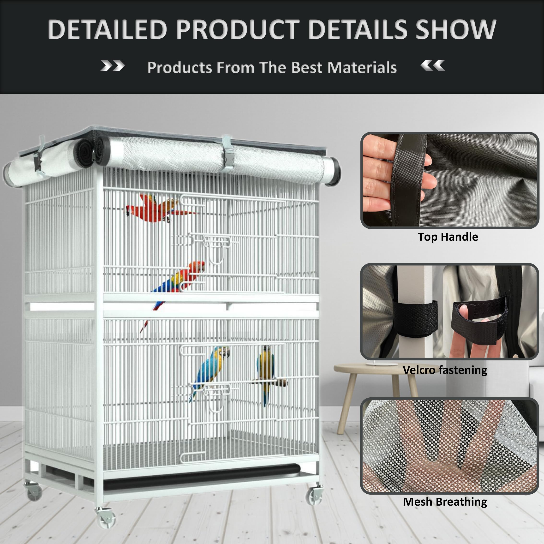 Universal Large Bird Cage Cover 32x21x46 Inches - Breathable Nighttime Bird Cage Cover for Parrots, Cockatiels & Macaws | Perfect for Sleep, Travel & Indoor Use
