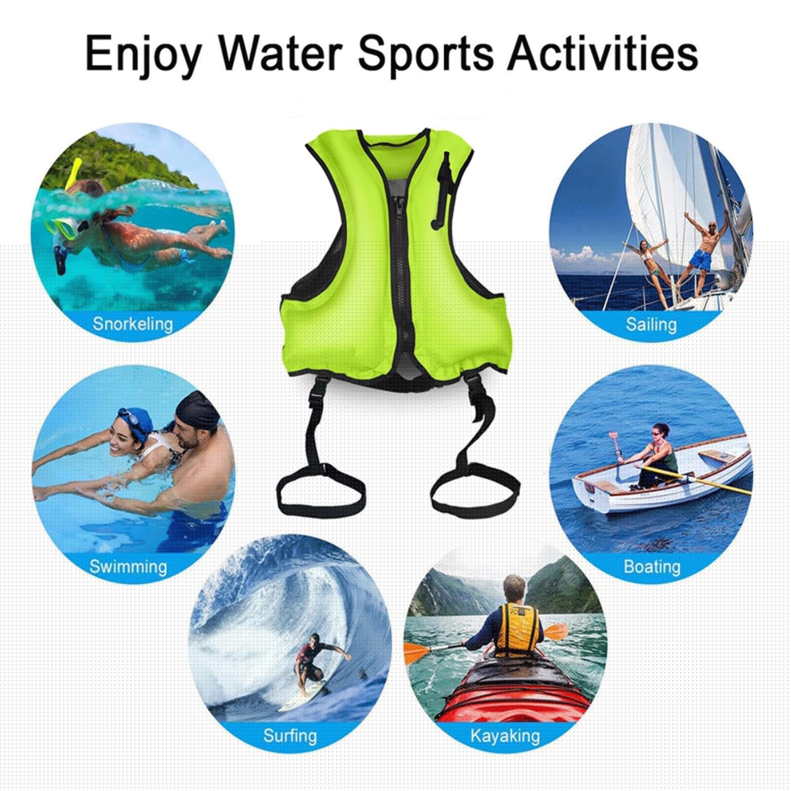 **Inflatable Snorkel Vest for Adults - Portable Life Jacket with Leg Straps for Kayaking, Swimming & Water Travel - Lightweight & Safety Approved**