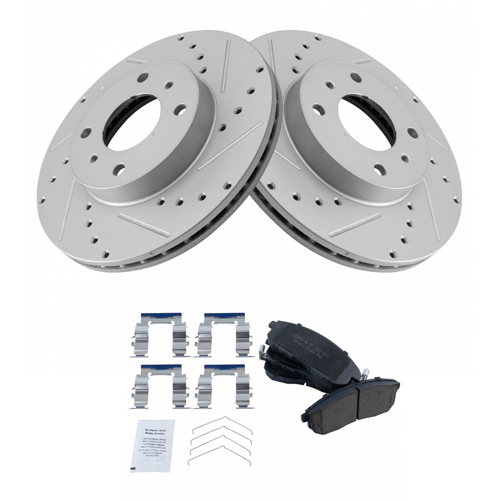 High-Performance Drilled & Slotted Brake Rotor with Ceramic Pads - Front Brake Kit for Enhanced Stopping Power | Perfect for Racing, Off-Roading & High-Speed Driving
