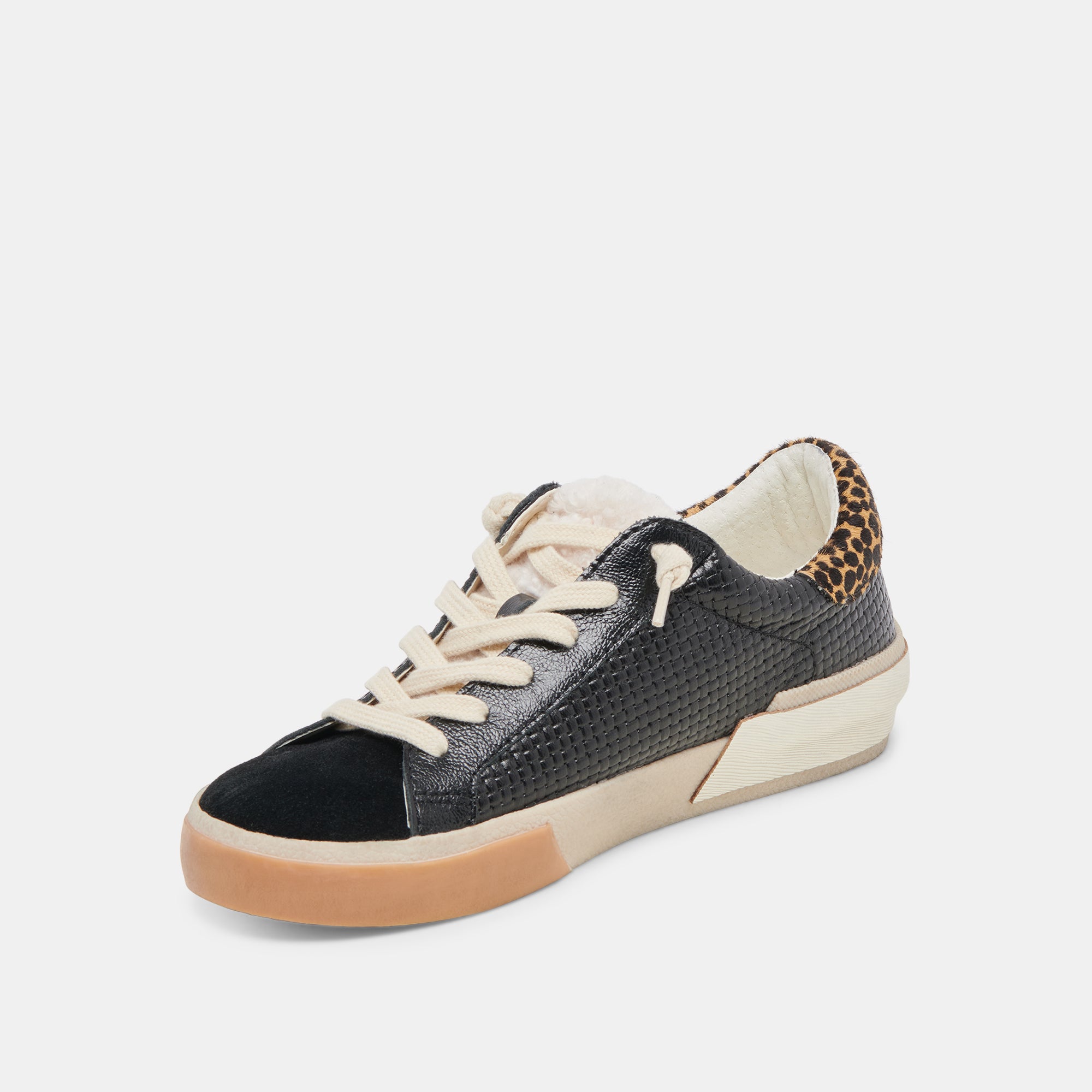 ZINA Plush Sneakers for Women - Black Multi Woven Comfortable Casual Shoes - Perfect for Walking, Gym, and Everyday Wear