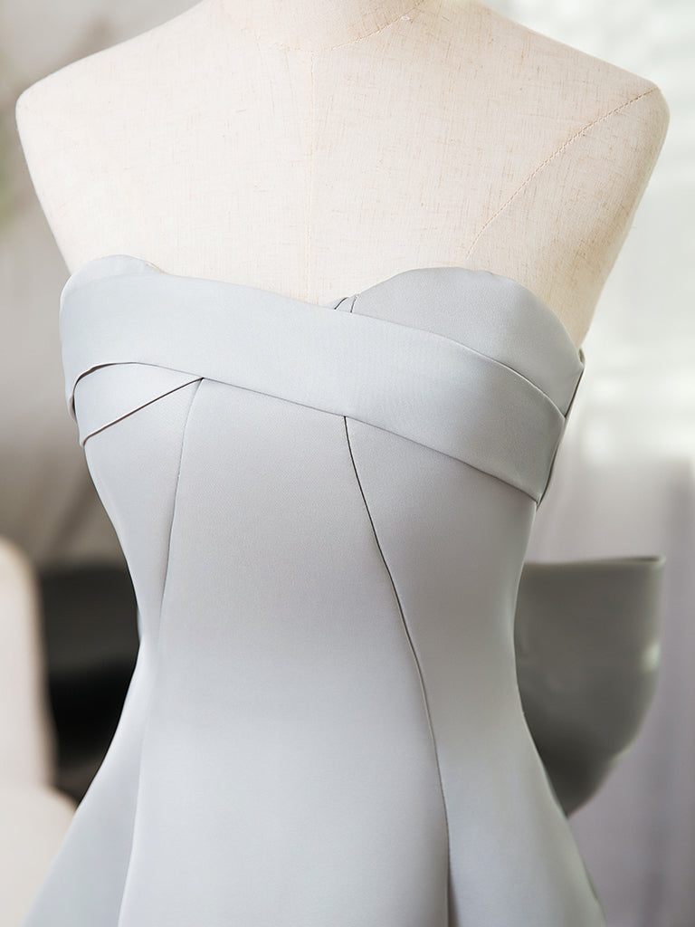 Elegant A-Line Sweetheart Neck Satin Gray Short Prom Dress | Homecoming Party Gown | Perfect for Prom Night, Homecoming Dance & Special Occasions
