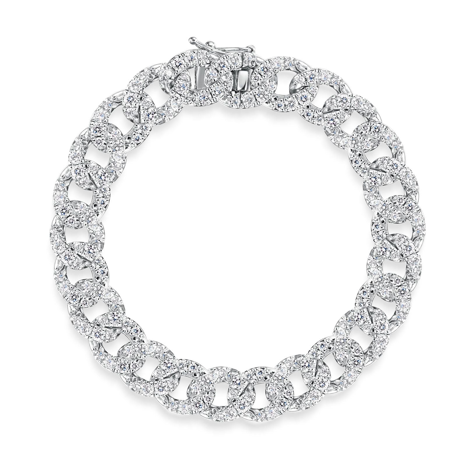 18ct White Gold Diamond Bracelet for Women - 5.29ct Pavé Set Chain Link - Perfect for Weddings, Anniversaries & Special Occasions