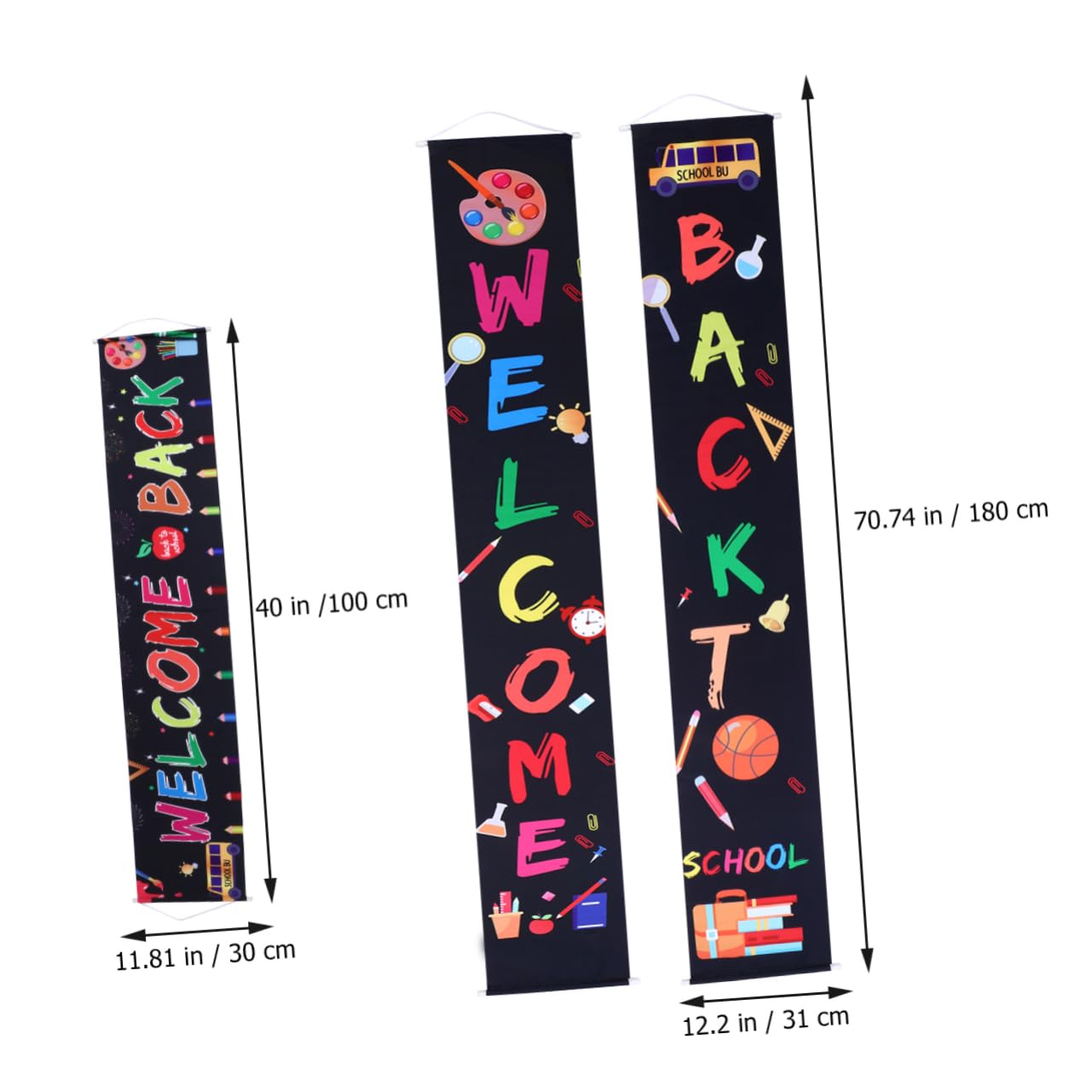 Garneck 9-Piece School Season Decorative Banner Set - Chalkboard Door Hangers & Photo Backdrop Cloth for Classroom, Office Party & Seasonal Decorations