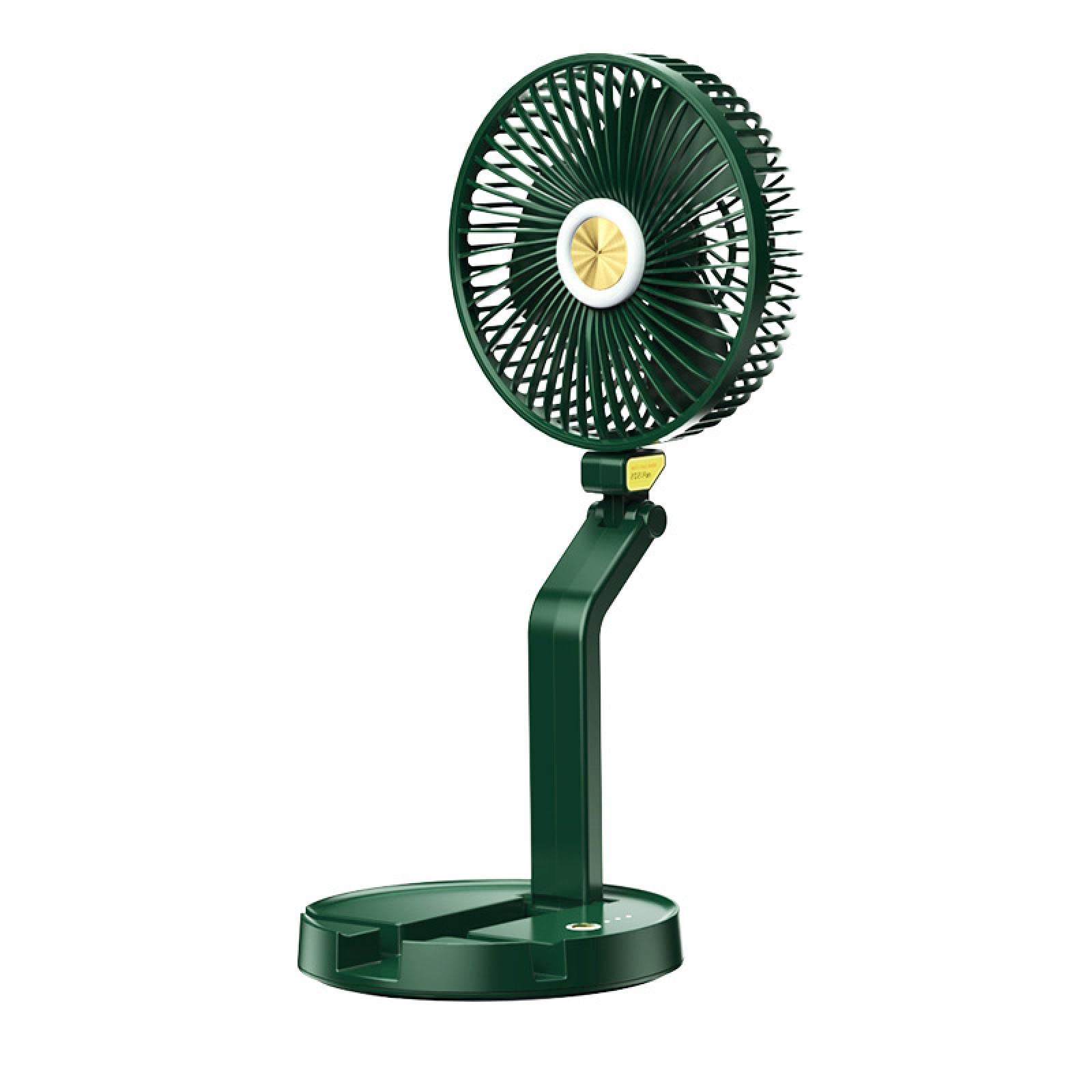 NA New Folding Desk Lamp Fan with USB Charging & Telescopic Arm - Wall Mounted Mini Desktop Fan in Green | Perfect for Home Office, Dorm Room & Bedroom Cooling