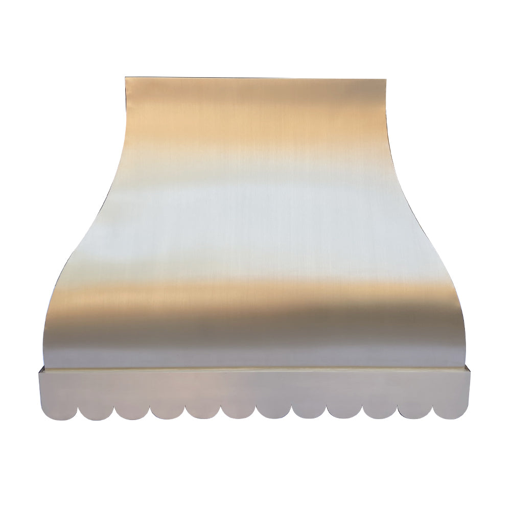 RHM Custom Scalloped Brass Range Hood H1 S02B - Premium Kitchen Ventilation for Susan - Perfect for Modern Farmhouse & Luxury Home Kitchens
