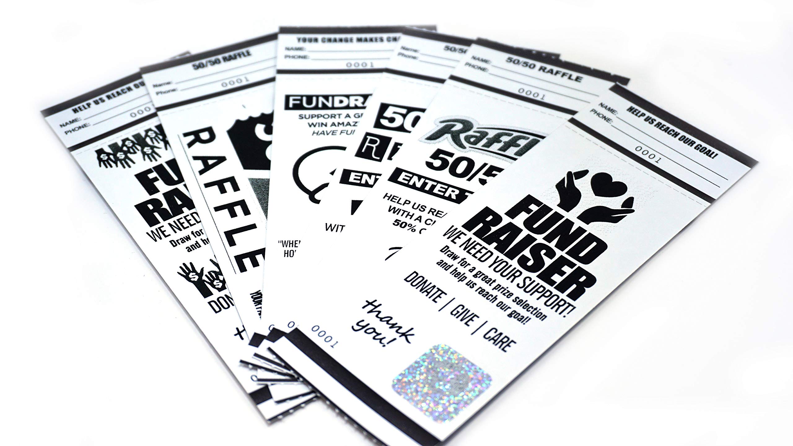 Premium 50/50 Raffle Tickets Box - 1000 Black Event Tickets for Fundraising & Charity Events | Fast & Secure Printing by MyZone | Perfect for School Auctions, Church Bazaars & Community Fundraisers