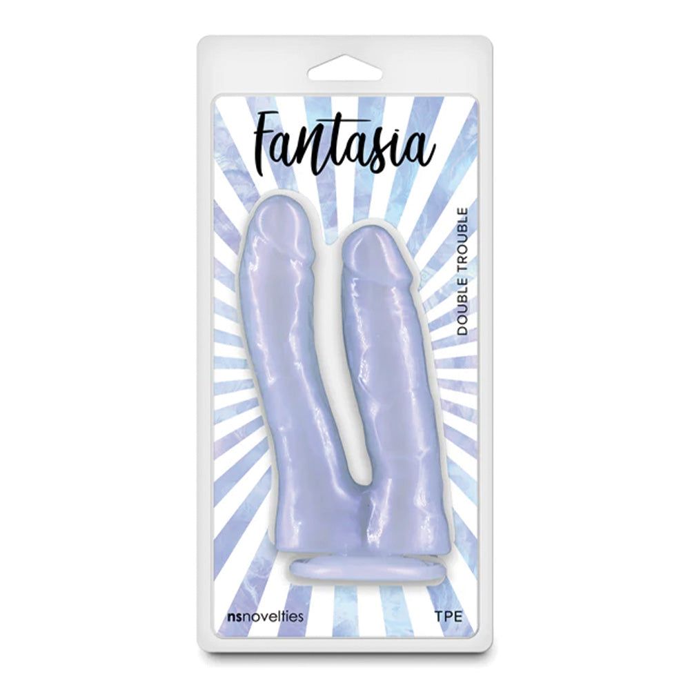 Fantasia Double Trouble DP Dildo with Suction Cup - Realistic Dual-Ended Dildo for Couples & Solo Play - Perfect for Strap-Ons, Anal & Vaginal Stimulation - Waterproof & Body-Safe Silicone Adult Toy