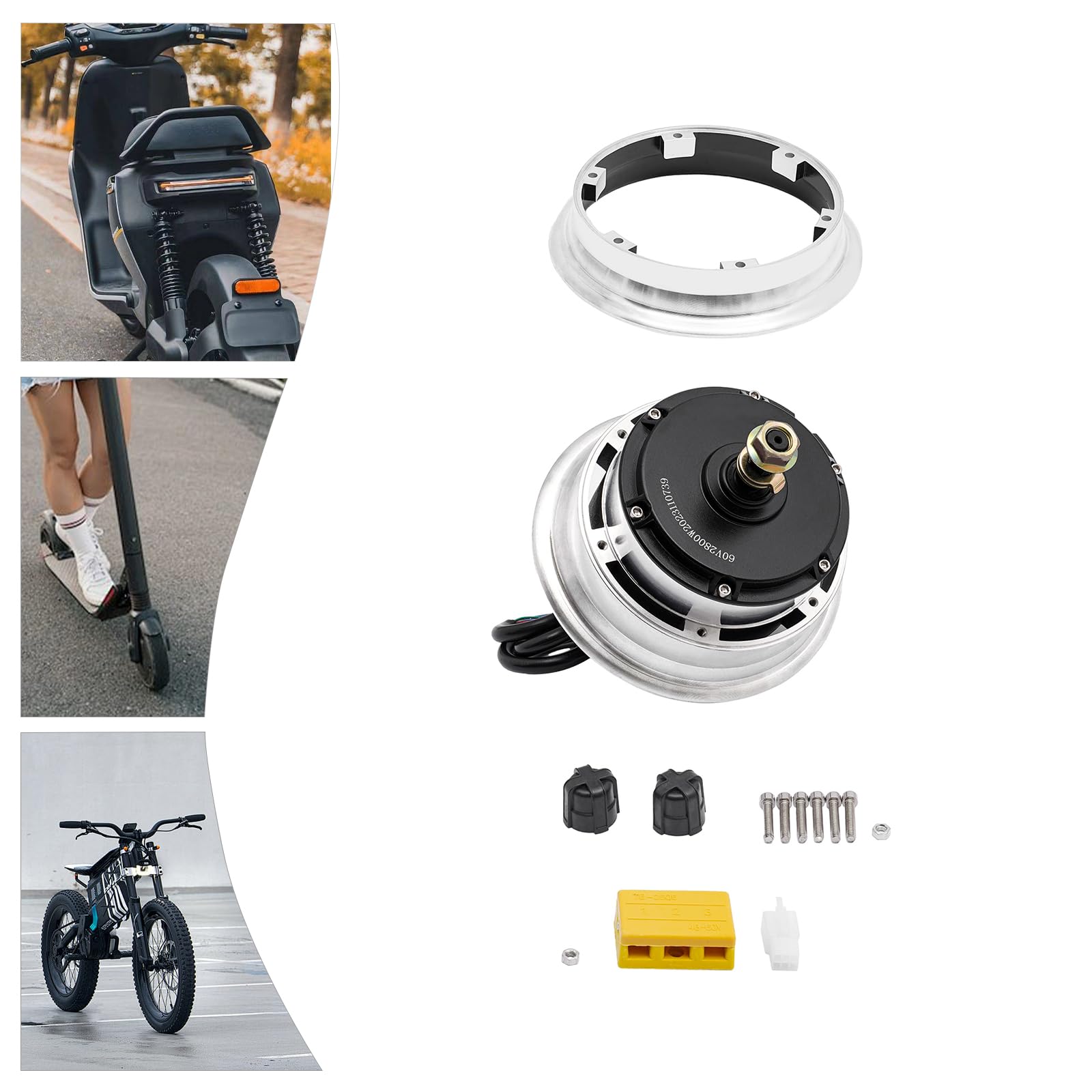 60V 2800W Brushless Electric Scooter Hub Motor - Front & Rear Drive 11 Inch Wheel Motor for E-Scooters - Perfect for Commuting, Urban Travel & Last-Mile Delivery