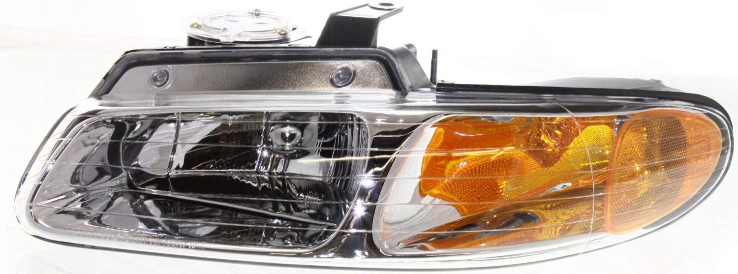 Evan Fischer Driver & Passenger Side Headlight Assembly for 1996-1999 Dodge Grand Caravan | Halogen Replacement with Bulbs | Compatible with Non-Quad Light Models | Replaces #4857041AB & #4857040AB | Perfect for Night Driving & Vehicle Restoration