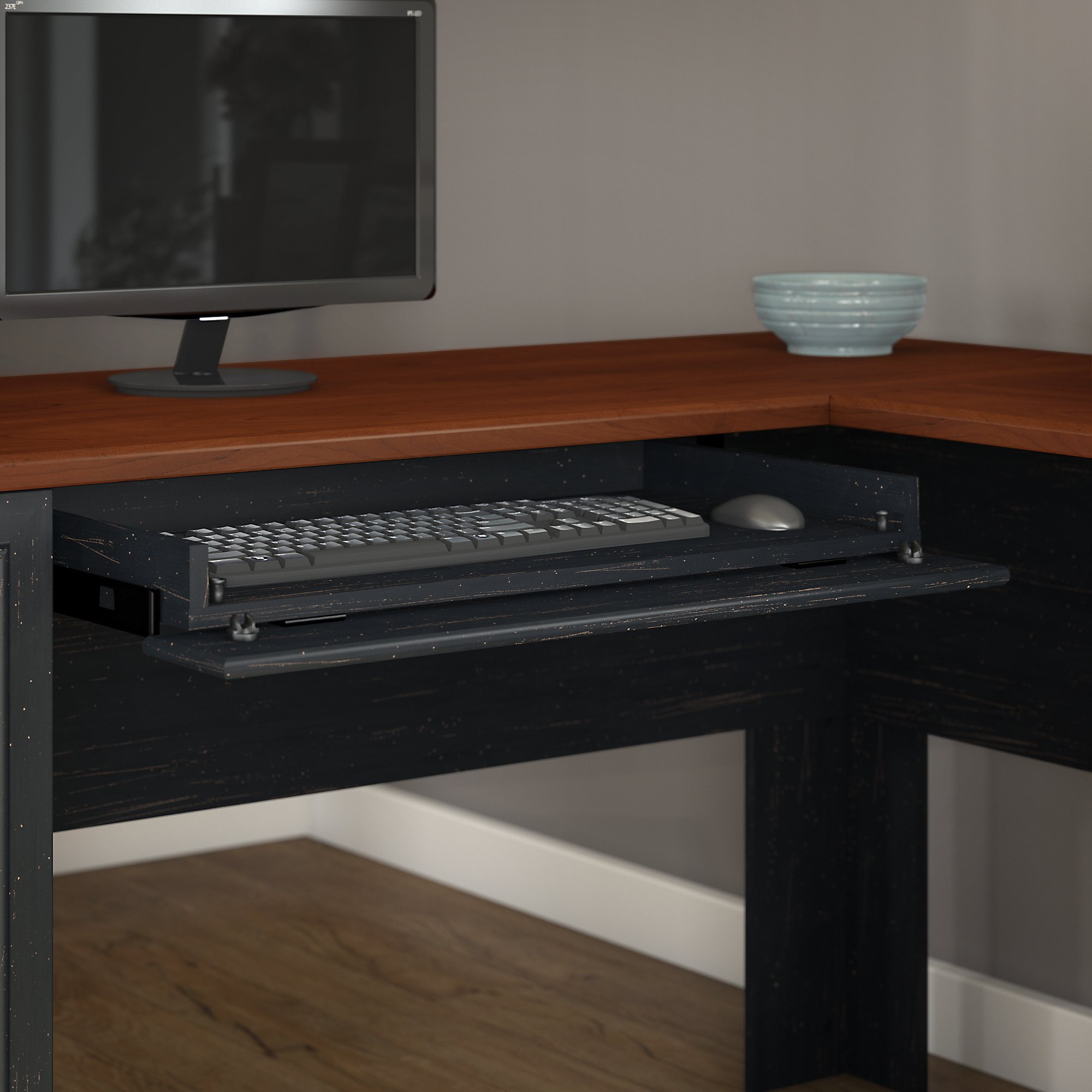 L Shaped Desk with Hutch & Storage - Home Office Corner Computer Table for Work & Study