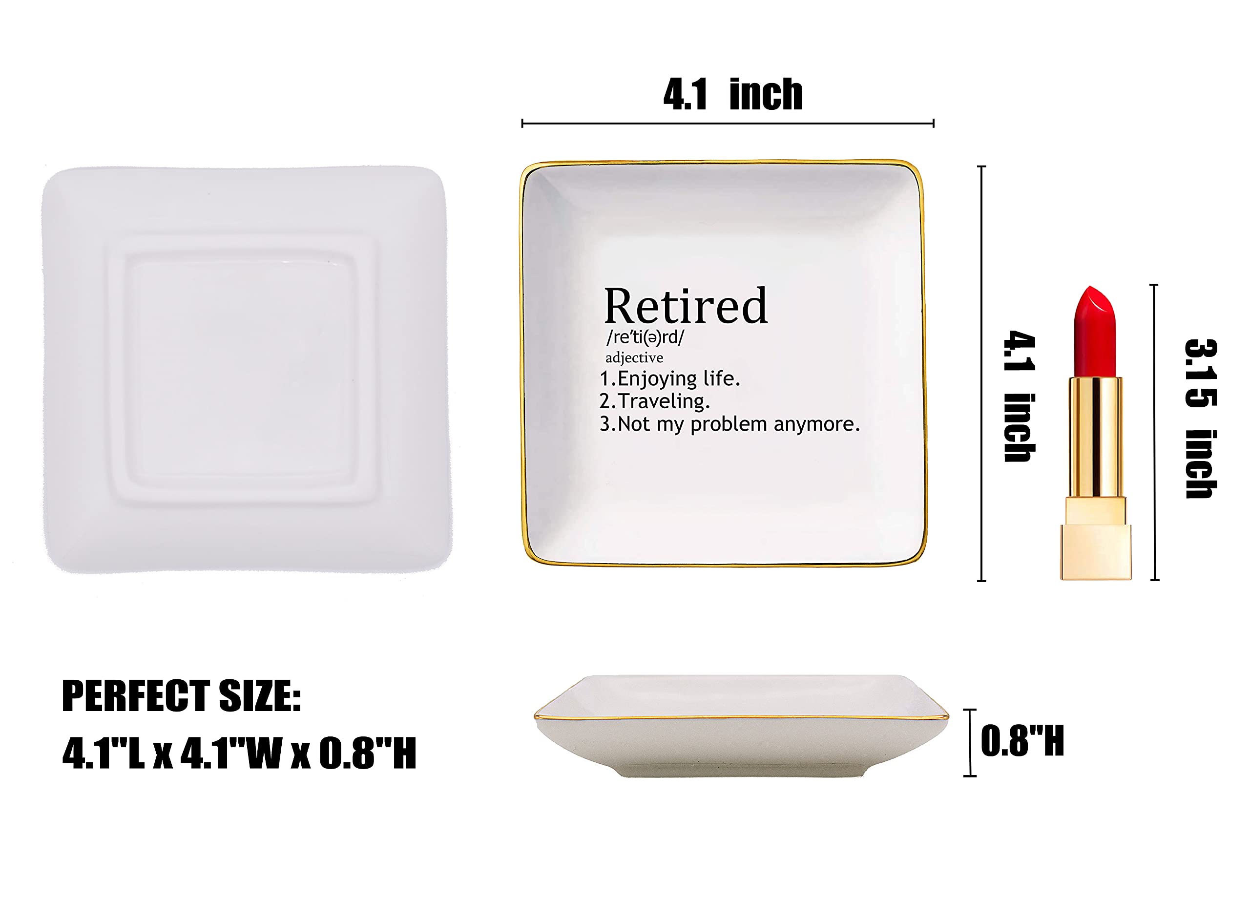 Elegant Jewelry Holder Ring Dish - Retirement Appreciation Gift for Coworkers, Mom, Boss, Teachers, Nurses & Friends - Perfect Going Away Present for Colleagues - Use for Organizing Rings, Earrings & Small Trinkets on Dresser or Vanity