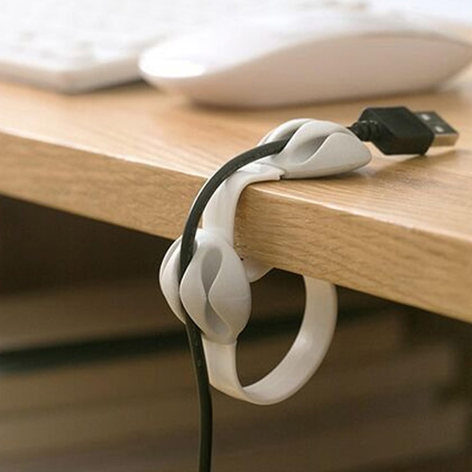 **Coralpearl Non-Adhesive Desk Cable Drop Clips – Weighted Cord Holder for Wire Management, Removable Silicone Clamp Organizer for Phone & Computer Chargers (4 Pack, White) – Perfect for Home Office & Workspace**