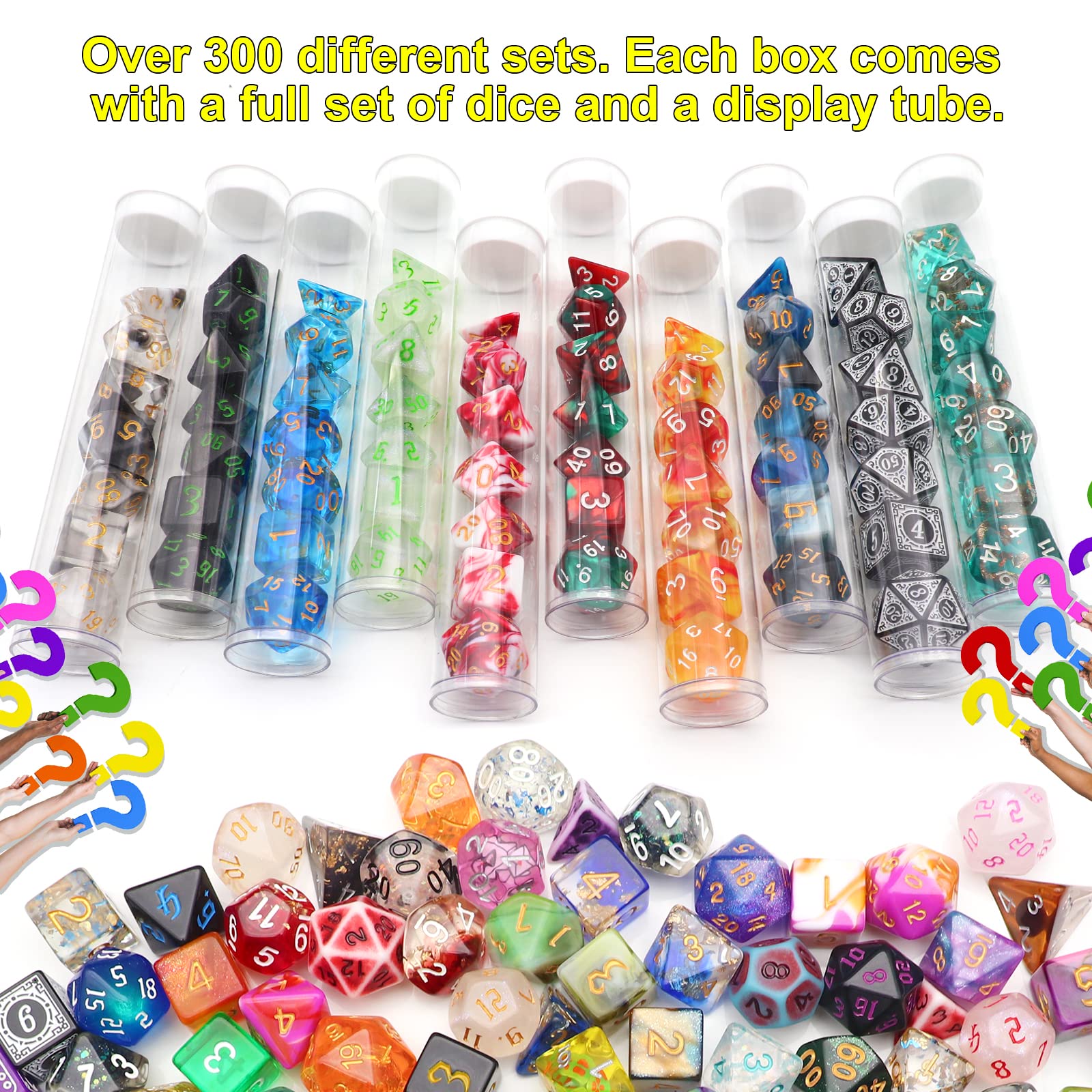 Haxtec 7-Piece Polyhedral Dice Set for Dungeons & Dragons - Random Style DND Dice with Display Case - Perfect for Tabletop RPG Games, DND Gifts & Blind Box Collectors