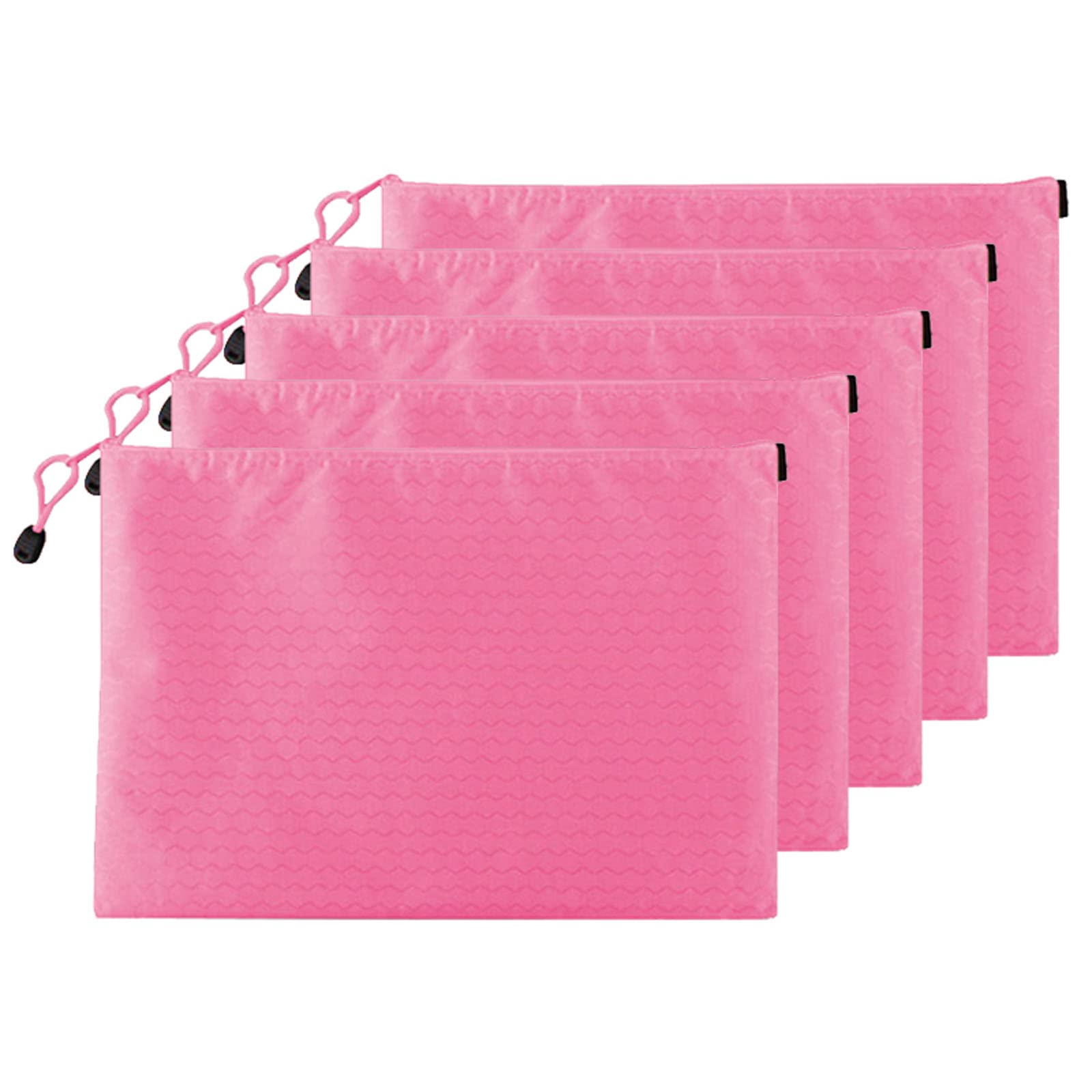 10 Pack Waterproof Zipper Document Holder - Mesh File Organizer Bags for School, Office & Travel - Pencil Pouch, ID Card Storage - Pink (Size B4)
