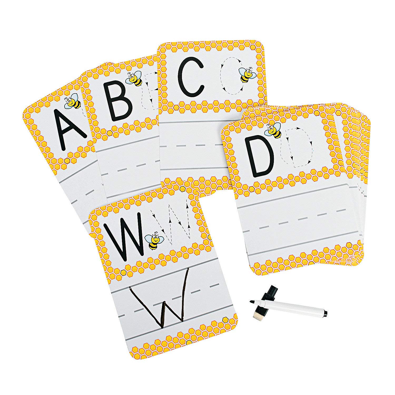Fun Express Busy Bee Dry Erase Alphabet Cards for Kids 5
