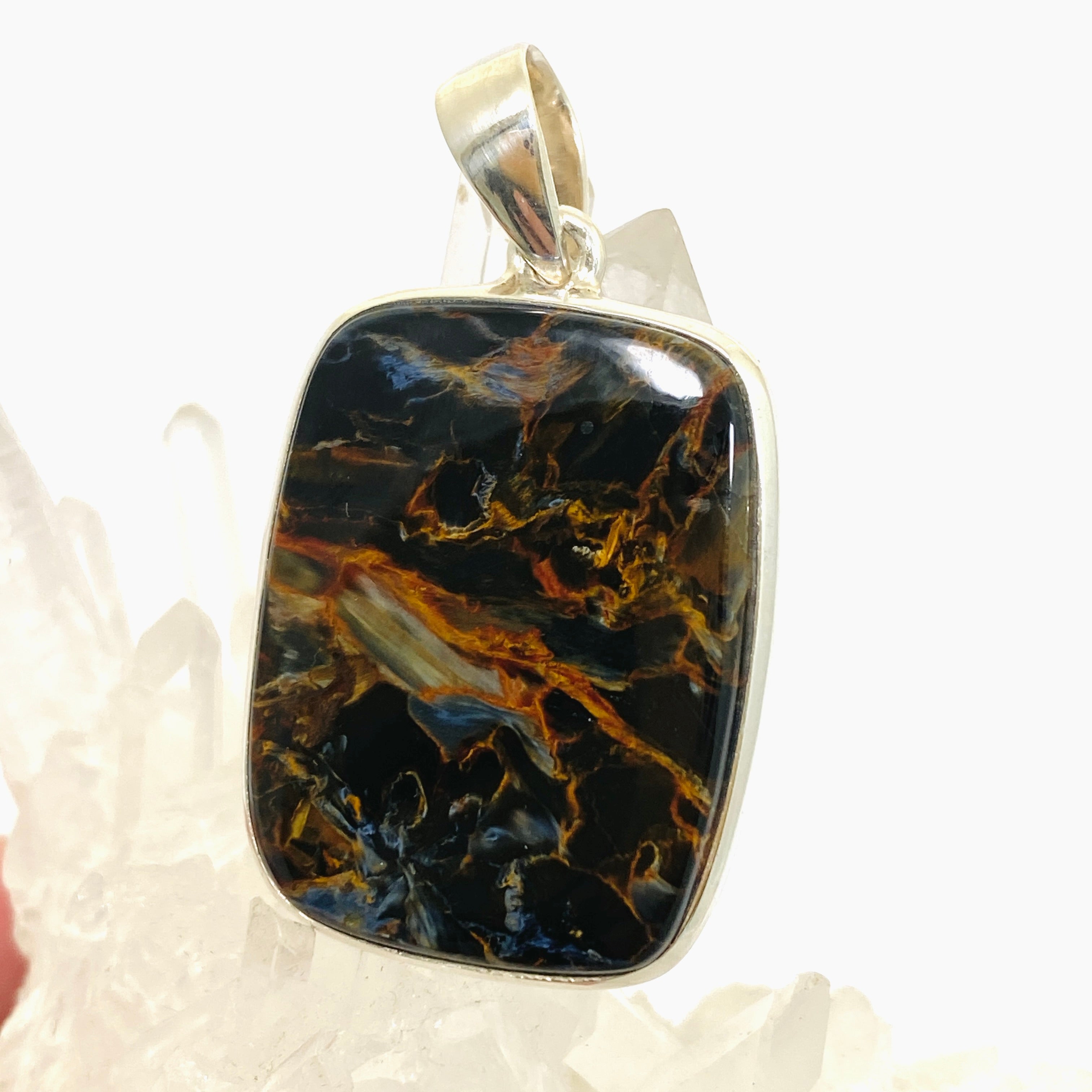 Natural Pietersite Rectangular Cabochon Pendant - Premium Stone Jewelry PPGJ1066 for Women's Fashion & Spiritual Healing