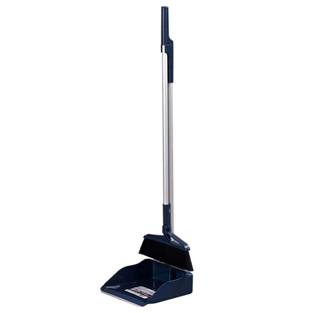 NLIAN Broom and Dustpan Set - 104cm Long Handle with 3-Layer Brush Head & Comb Teeth for Home, Kitchen, Office - Blue | Perfect for Hardwood Floors, Tile & Pet Hair Cleaning