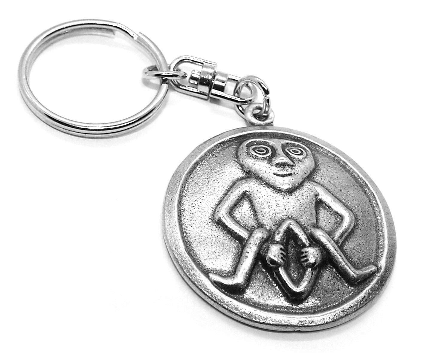 Fine Pewter Sheela Na Gig Keychain with Gift Pouch - Perfect for Mythology Enthusiasts and Collectors