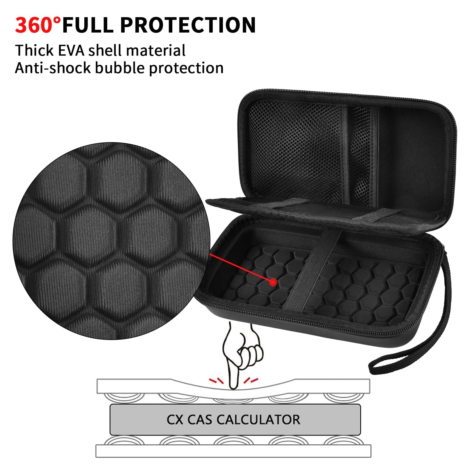 Premium Graphing Calculator Case for Texas Instruments TI-84 Plus/TI-83 Plus CE - Protective Storage Holder with Mesh Pockets for USB Cables, Pens, Pencils & School Supplies - Perfect for Classroom, Exams & STEM Learning (Box Only)