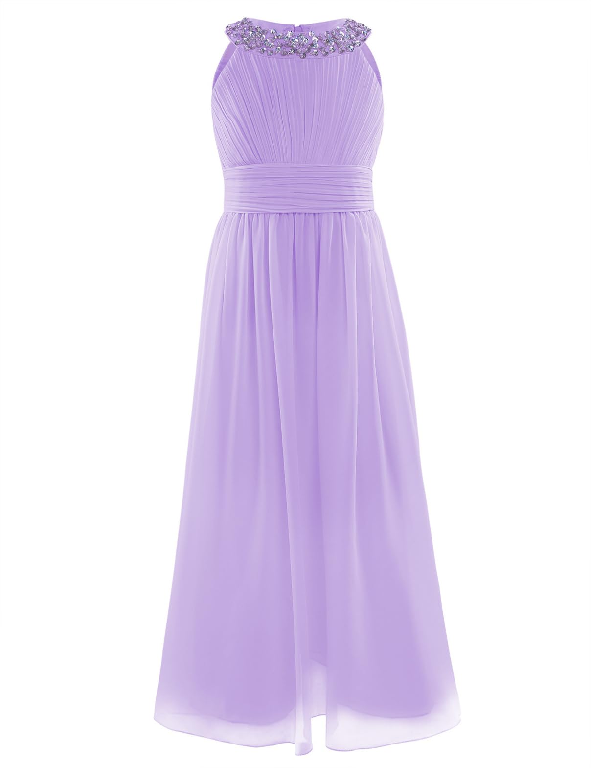 Flower Girl Dress for Kids - Princess Sleeveless Chiffon Gown with Round Neck for Weddings, Pageants & Banquets | Perfect for Flower Girls, Birthday Parties & Special Occasions