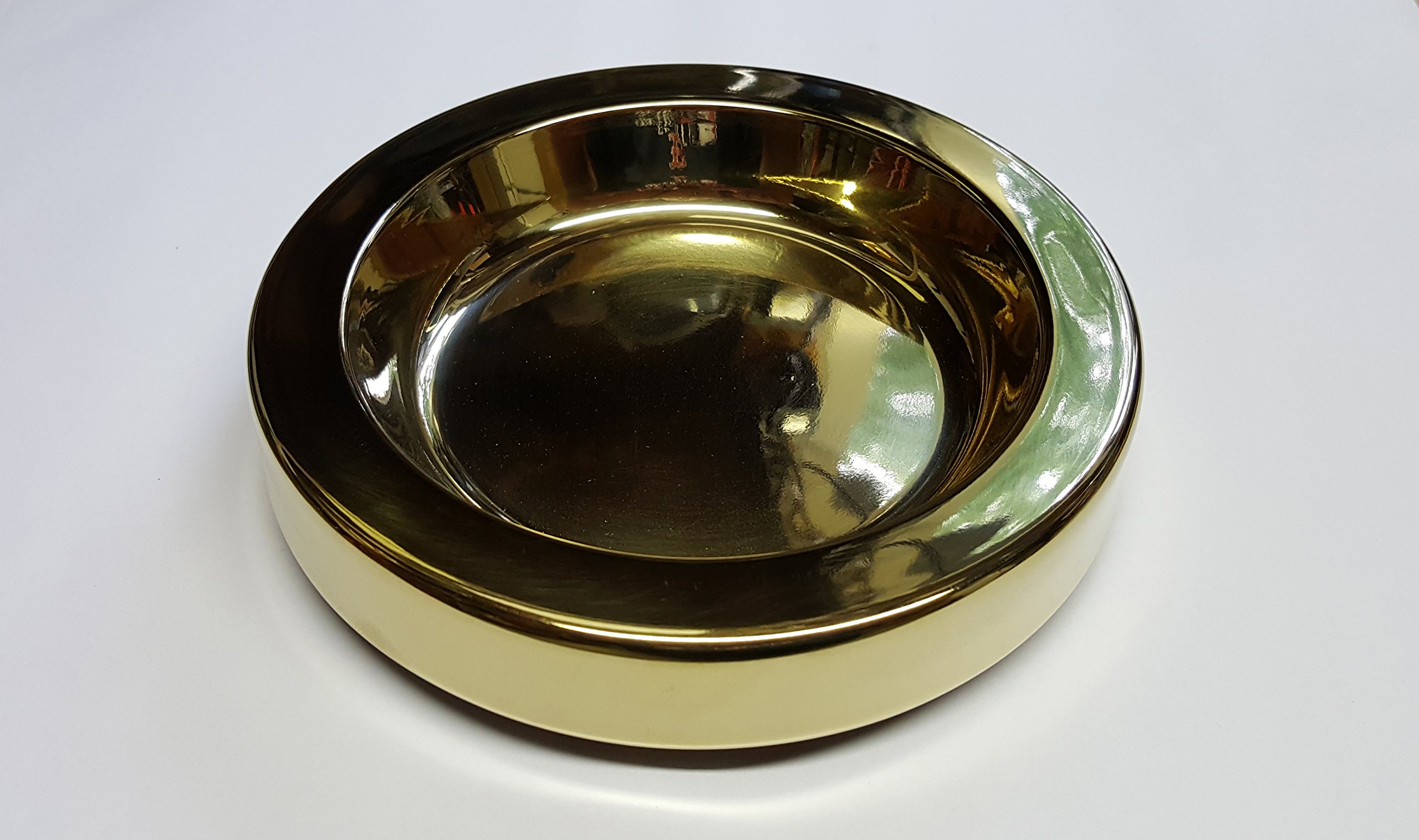 Christian Communion Bread Tray - Brass Plate for Church Services, Holy Eucharist, and Religious Ceremonies