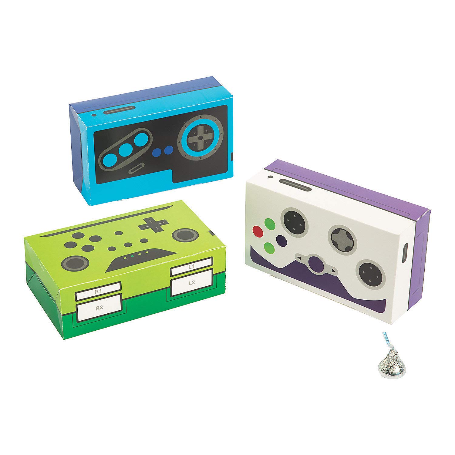 Fun Express Gamer Treat Boxes - 12-Piece Party Supplies Set for Video Game Themed Birthday Parties & Events