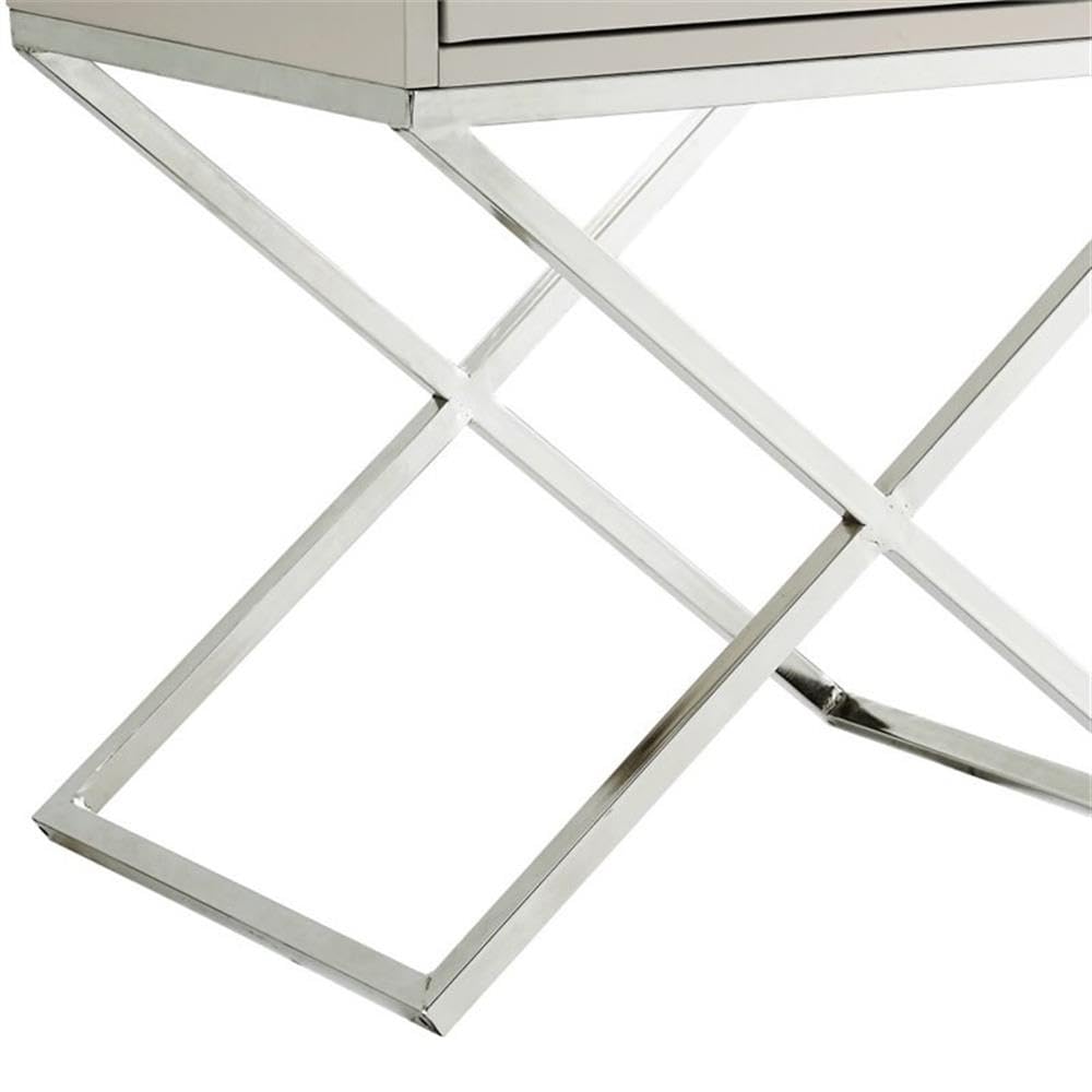 Brianna 1-Drawer Nightstand with X-Metal Legs in Gray/Chrome - Modern Bedside Table for Bedroom, Living Room & Office - Compact Storage Solution with Sleek Design