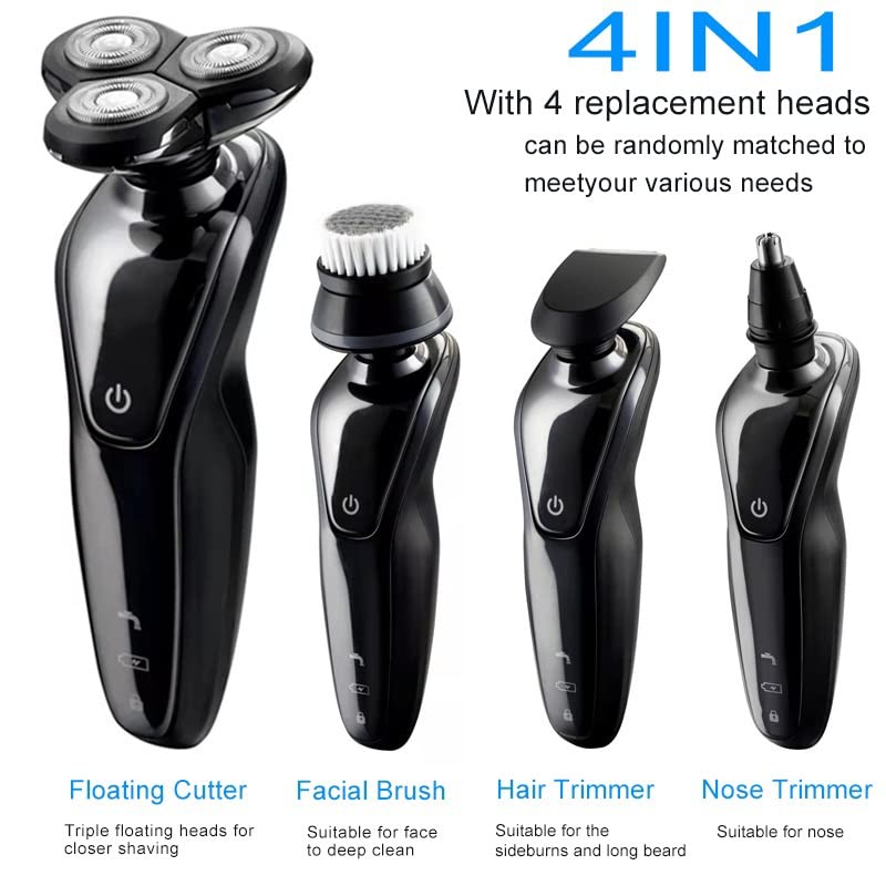 4D Electric Head Shaver for Bald Men - 4-in-1 USB Rechargeable Beard Trimmer & Hair Clipper | Professional Grooming Kit for Smooth Shaving at Home, Travel & Gym