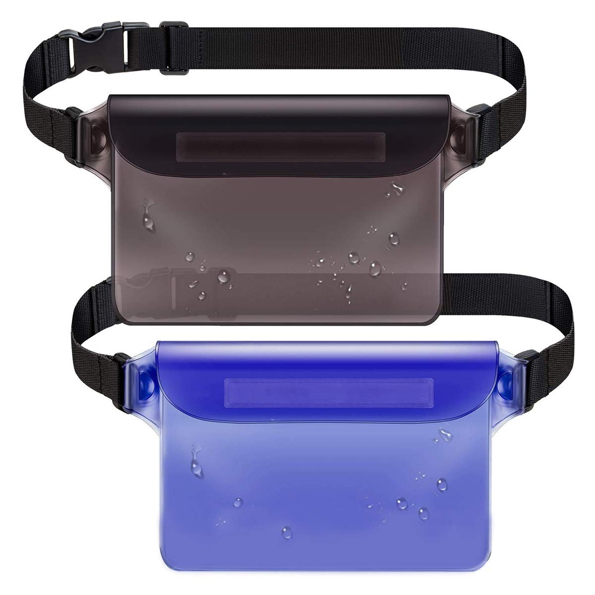 Waterproof Dry Bag Phone Pouch with Waist Strap - 2 Pack Floating Essentials for Boating, Swimming, Snorkeling, Kayaking & Beach Activities (Grey + Blue) - Keep Phone & Valuables Safe & Dry in Water Sports